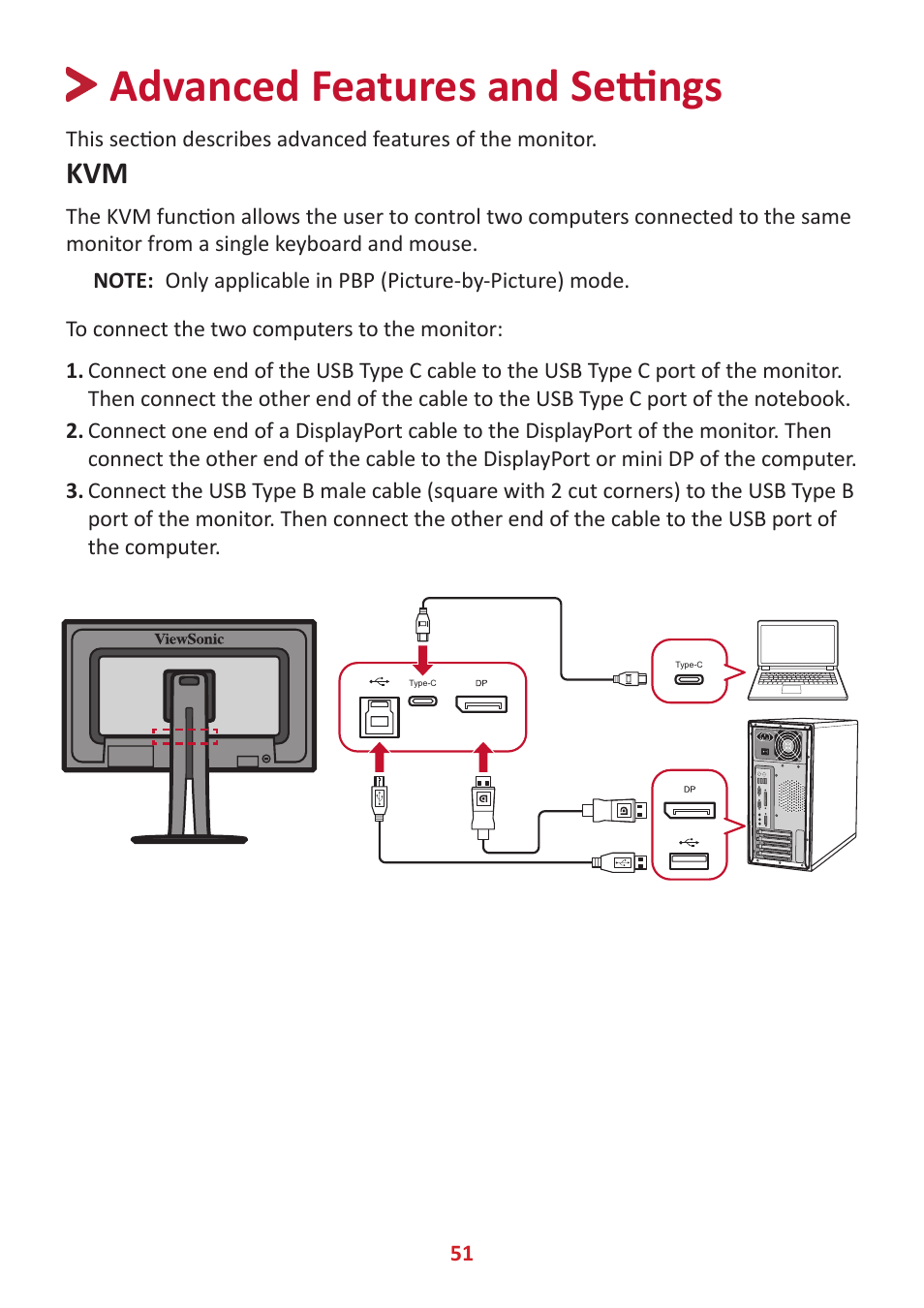 Advanced features and settings | VIEWSONIC VP2785-2K 27" 16:9 IPS Monitor User Manual | Page 51 / 81