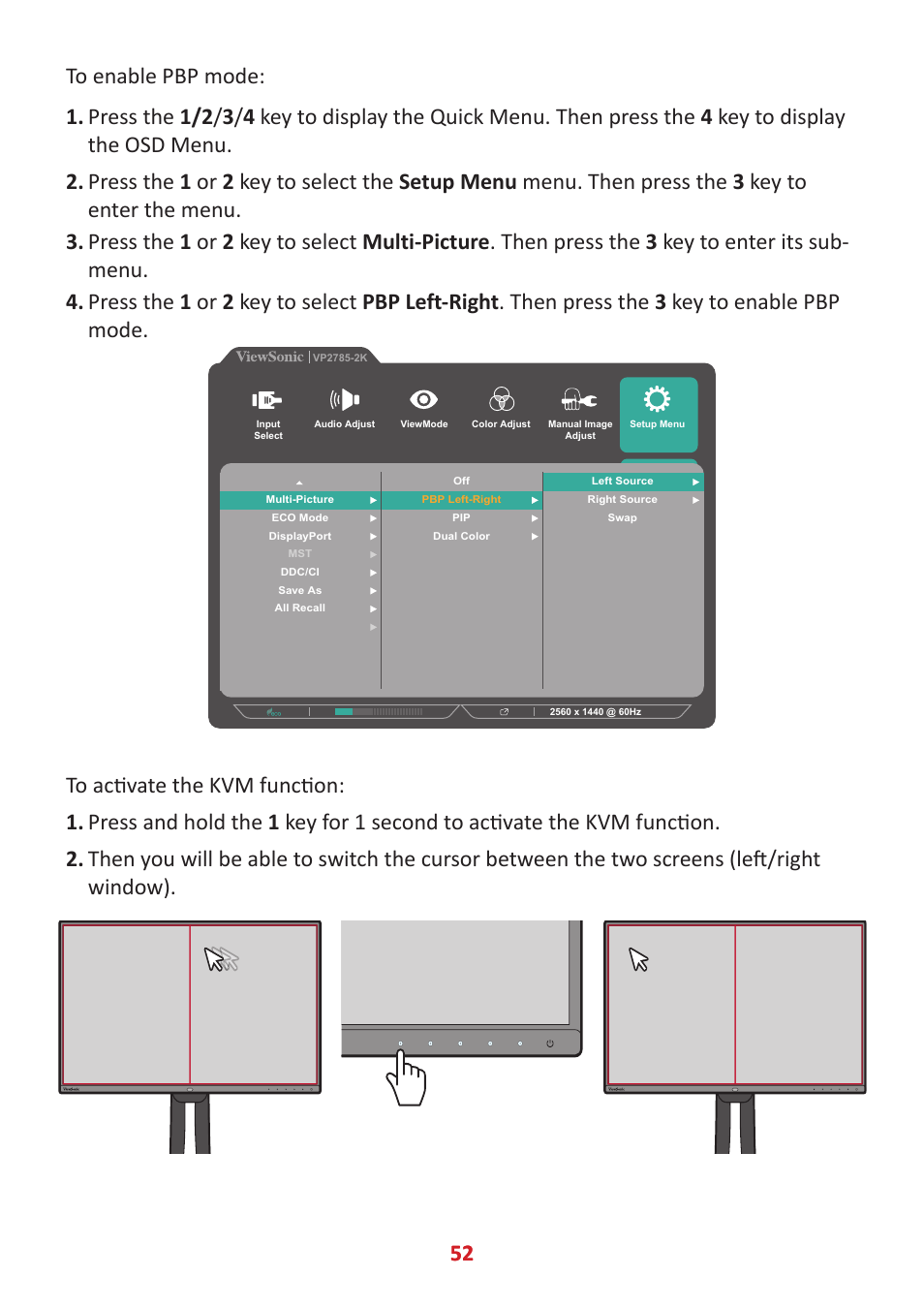 VIEWSONIC VP2785-2K 27" 16:9 IPS Monitor User Manual | Page 52 / 81