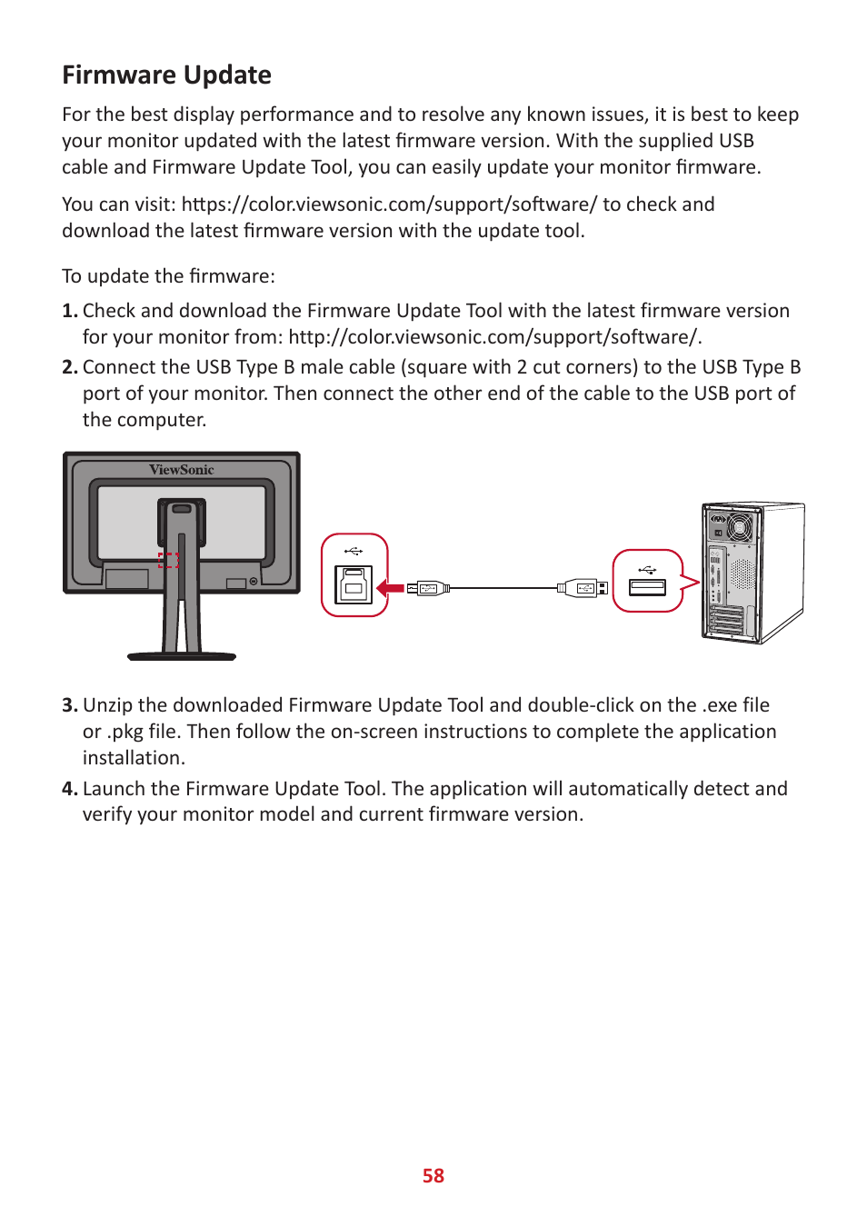 Firmware update | VIEWSONIC VP2785-2K 27" 16:9 IPS Monitor User Manual | Page 58 / 81