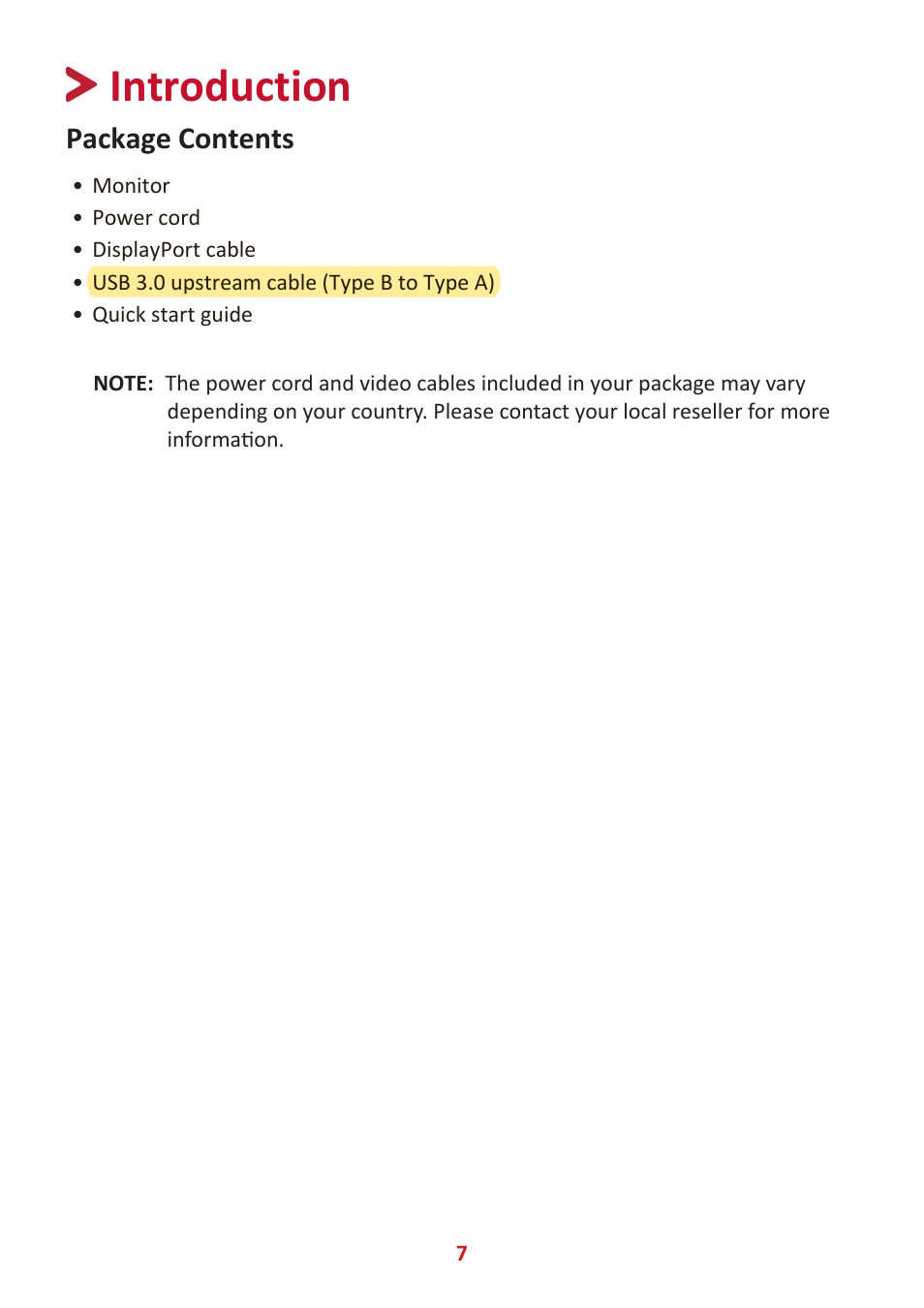Introduction, Package contents | VIEWSONIC VP2785-2K 27" 16:9 IPS Monitor User Manual | Page 7 / 81
