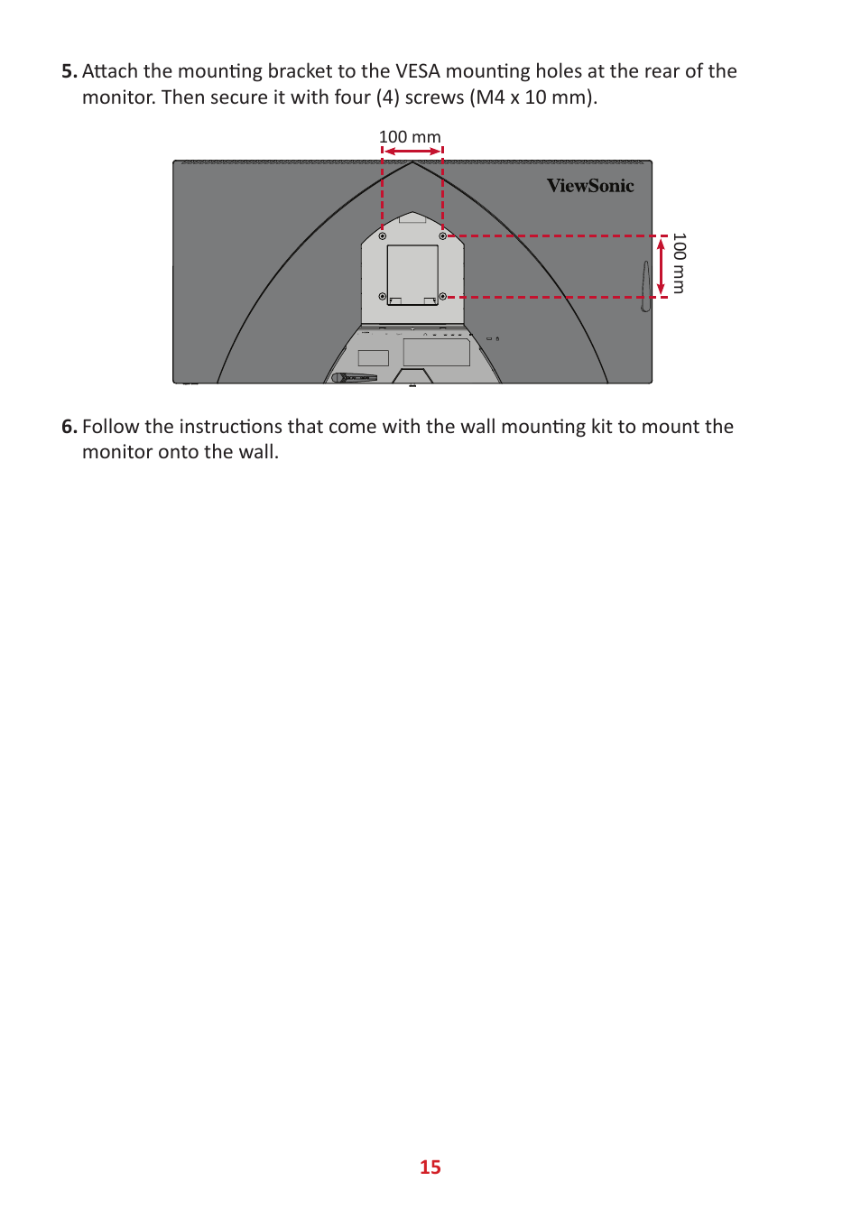 100 mm | VIEWSONIC Elite XG340C-2K 34" 1440p HDR 180 Hz Curved Ultrawide Gaming Monitor User Manual | Page 15 / 90