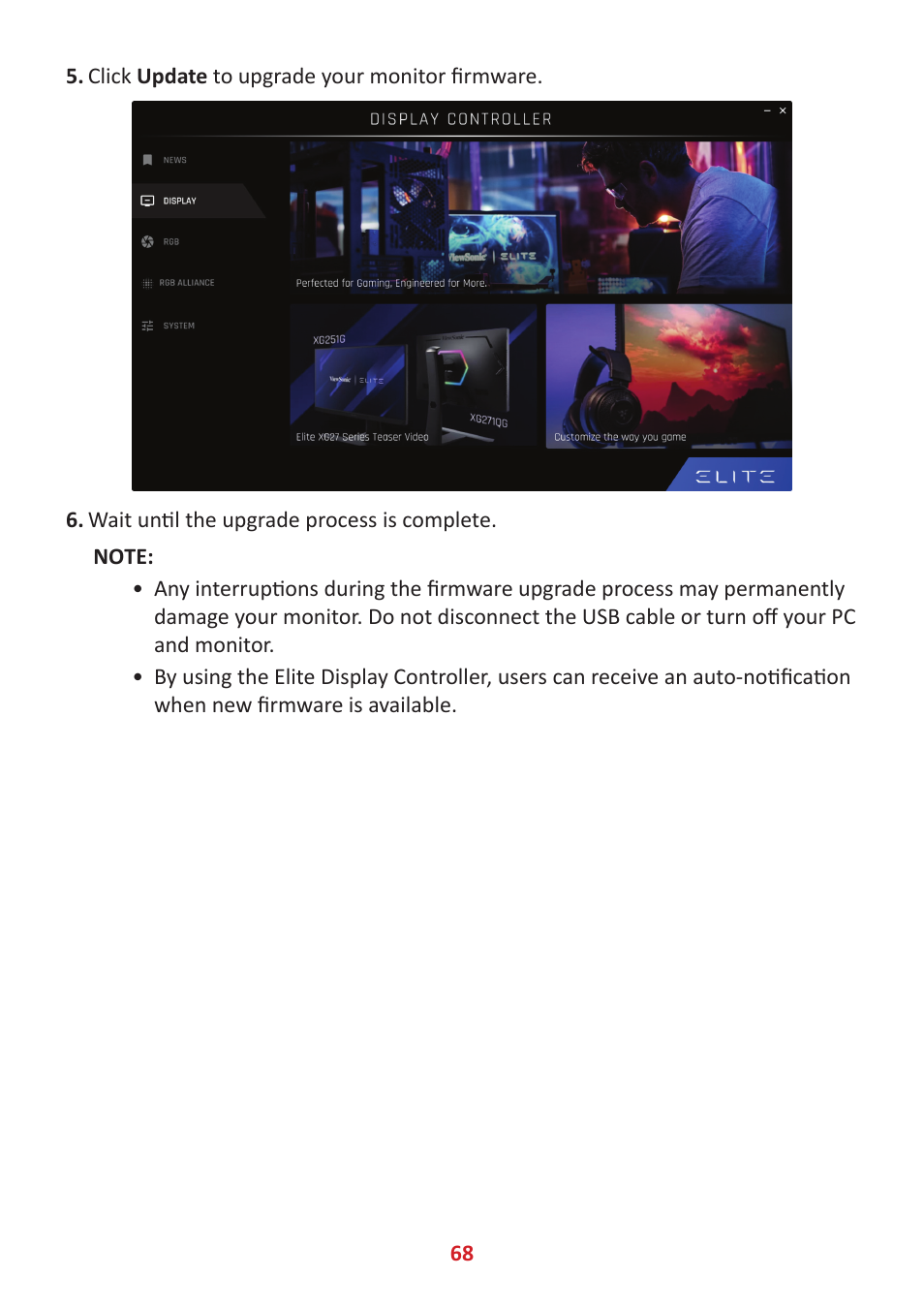 VIEWSONIC Elite XG340C-2K 34" 1440p HDR 180 Hz Curved Ultrawide Gaming Monitor User Manual | Page 68 / 90