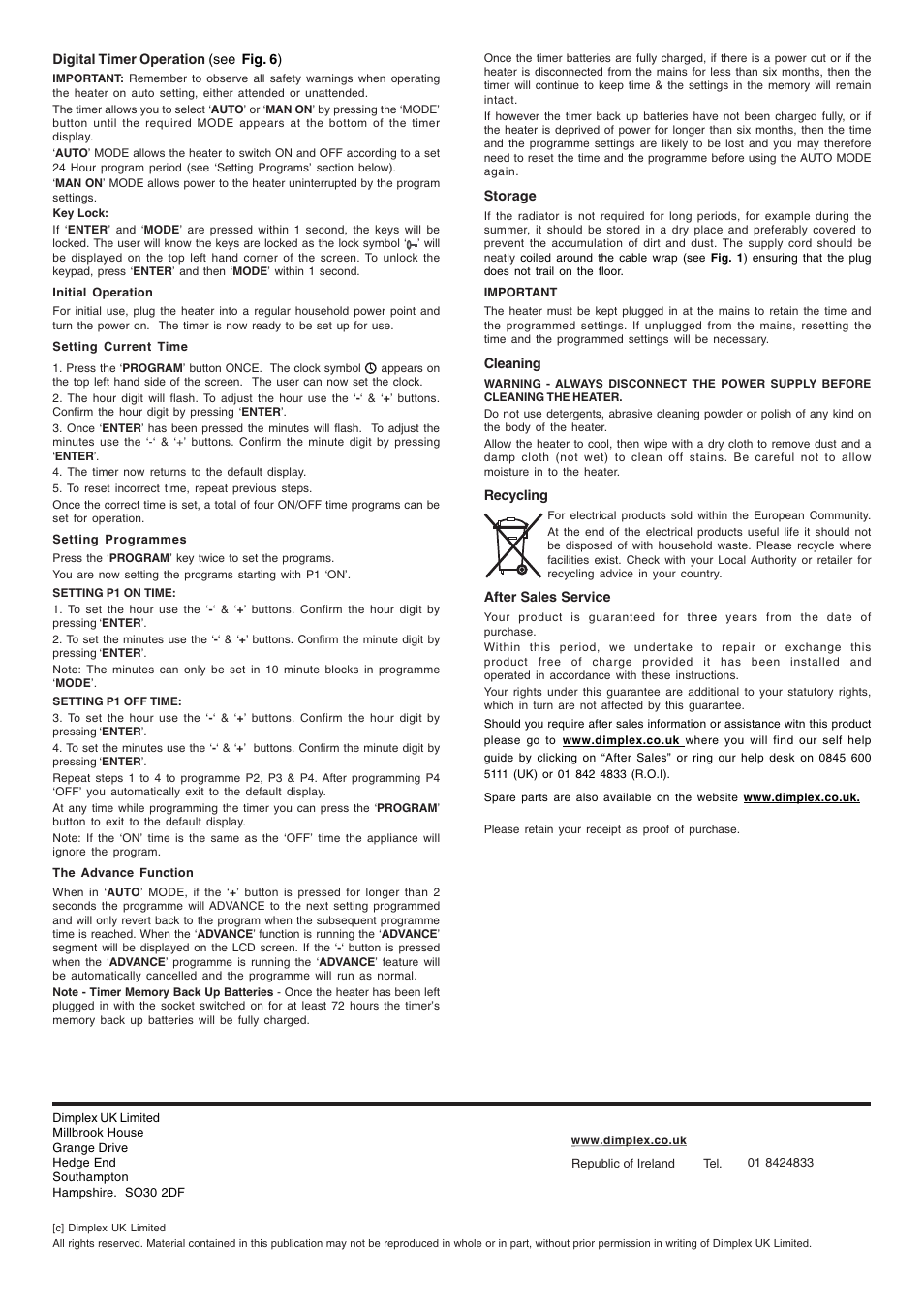 Dimplex OFRC25TI  EN User Manual | Page 4 / 4