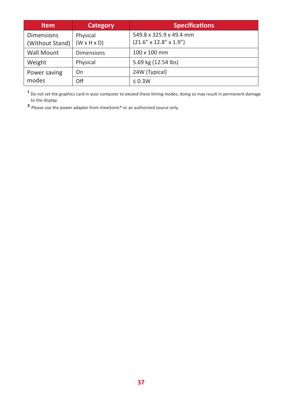 VIEWSONIC 24" Frameless Touchscreen Monitor User Manual | Page 37 / 57