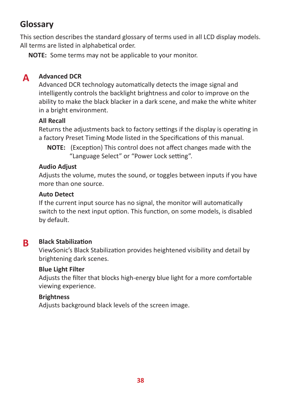 Glossary | VIEWSONIC 24" Frameless Touchscreen Monitor User Manual | Page 38 / 57