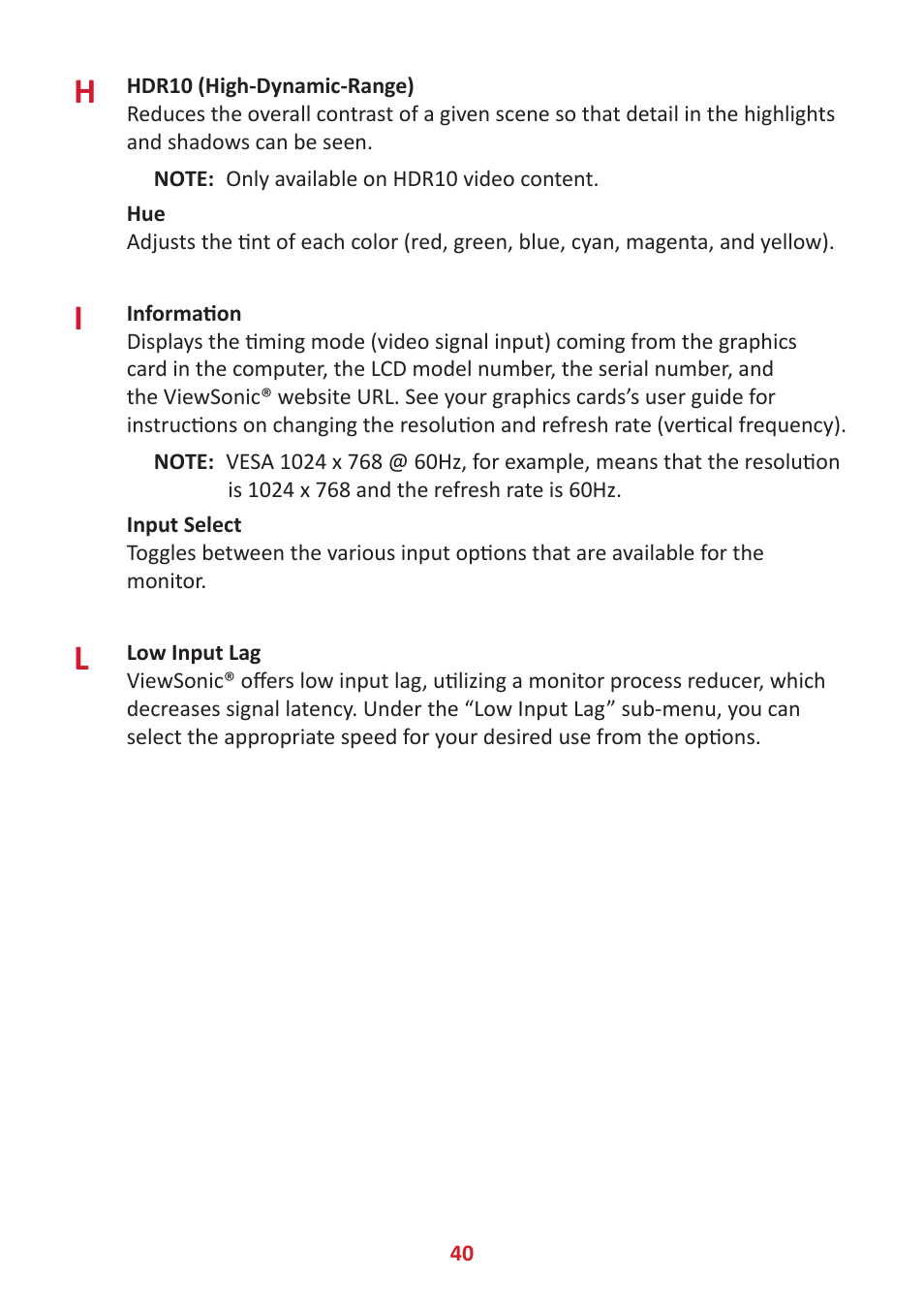 VIEWSONIC 24" Frameless Touchscreen Monitor User Manual | Page 40 / 57