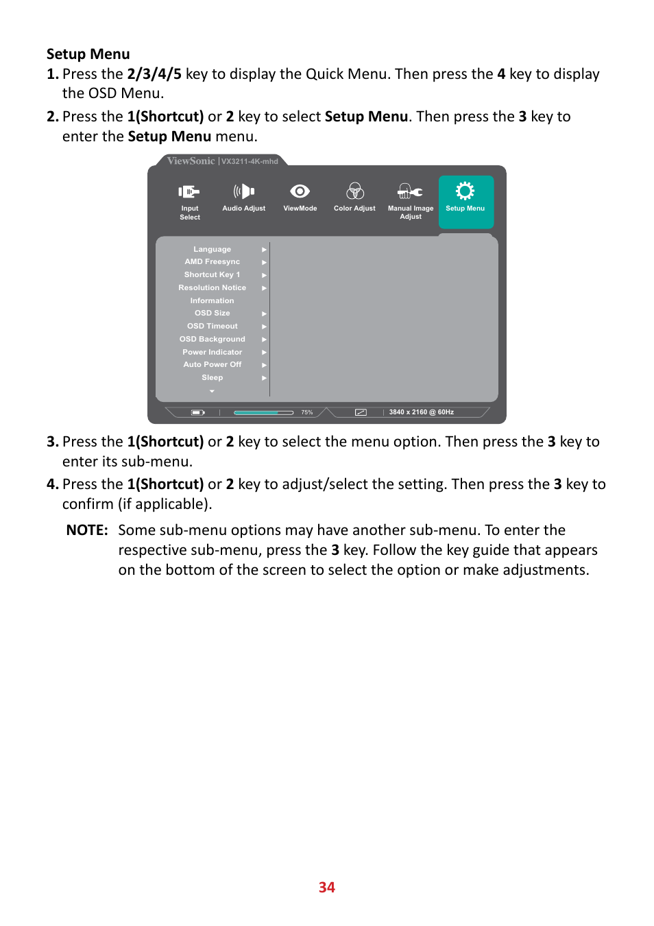 VIEWSONIC VX3211-4K-MHD 32" 16:9 4K FreeSync LCD Monitor User Manual | Page 34 / 63