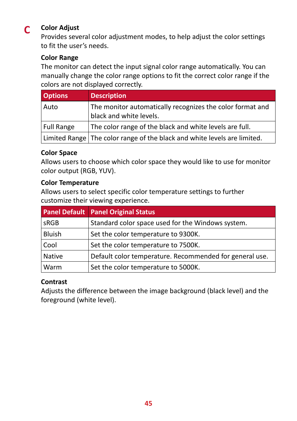 VIEWSONIC VX3211-4K-MHD 32" 16:9 4K FreeSync LCD Monitor User Manual | Page 45 / 63