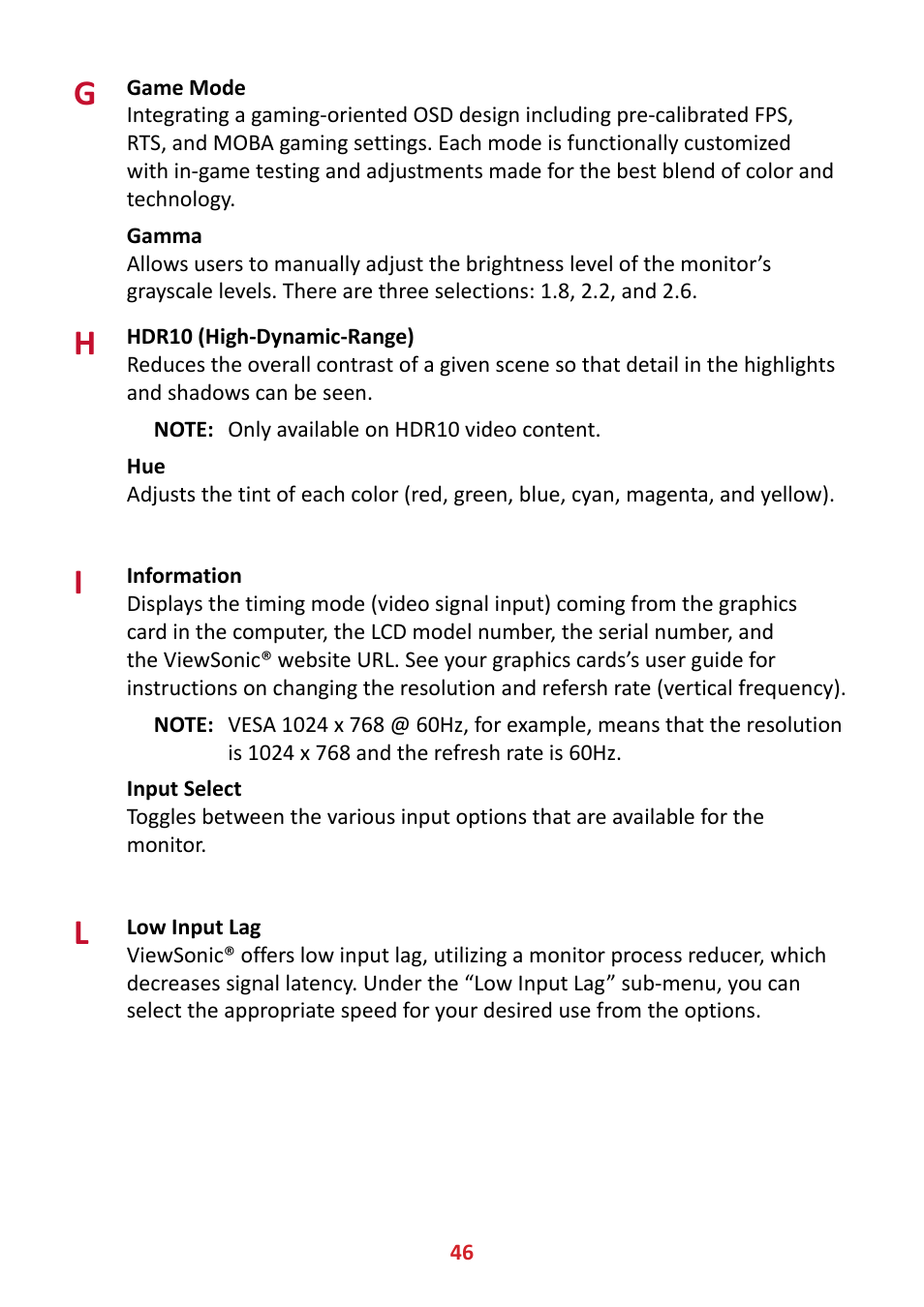 VIEWSONIC VX3211-4K-MHD 32" 16:9 4K FreeSync LCD Monitor User Manual | Page 46 / 63