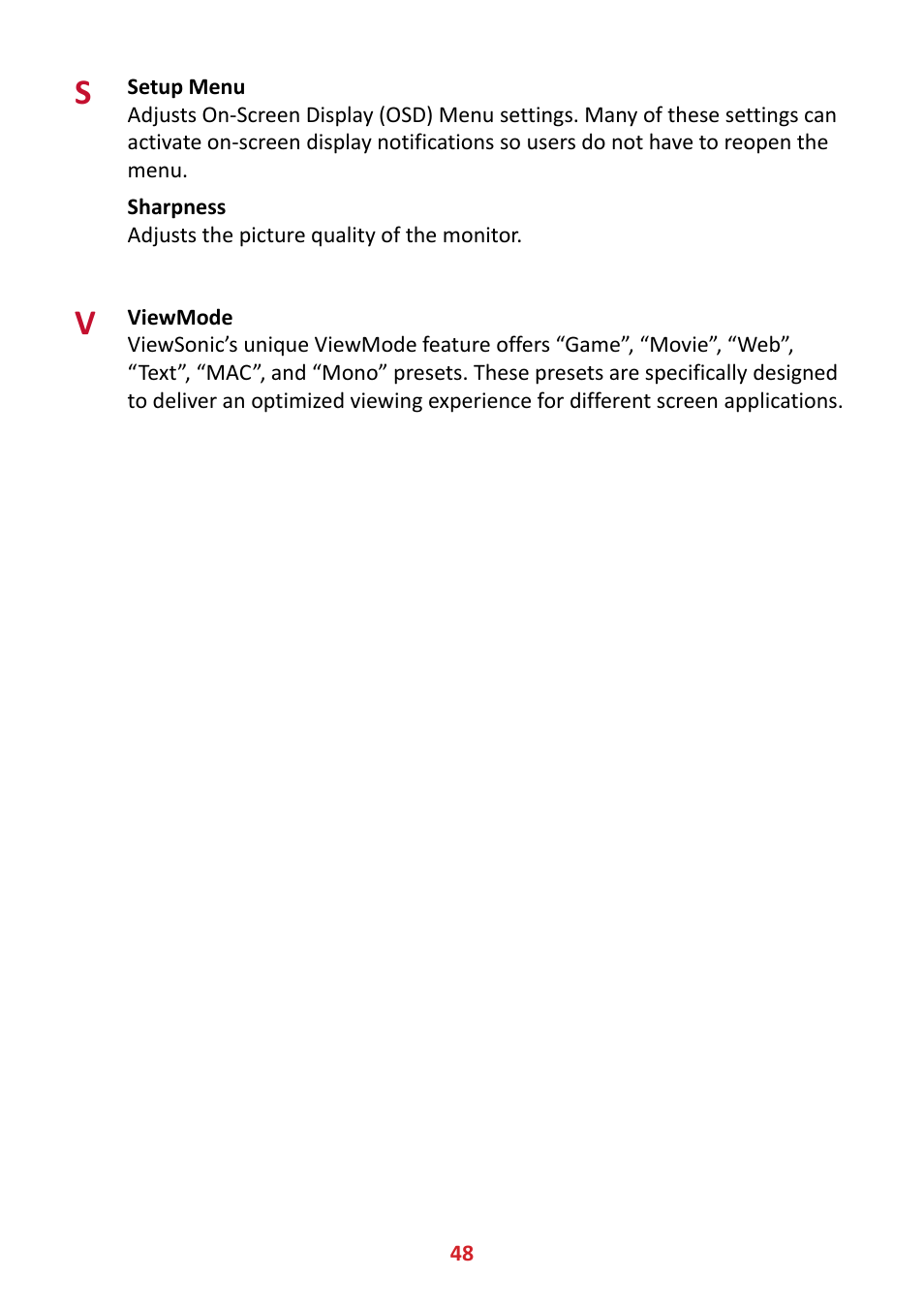 VIEWSONIC VX3211-4K-MHD 32" 16:9 4K FreeSync LCD Monitor User Manual | Page 48 / 63