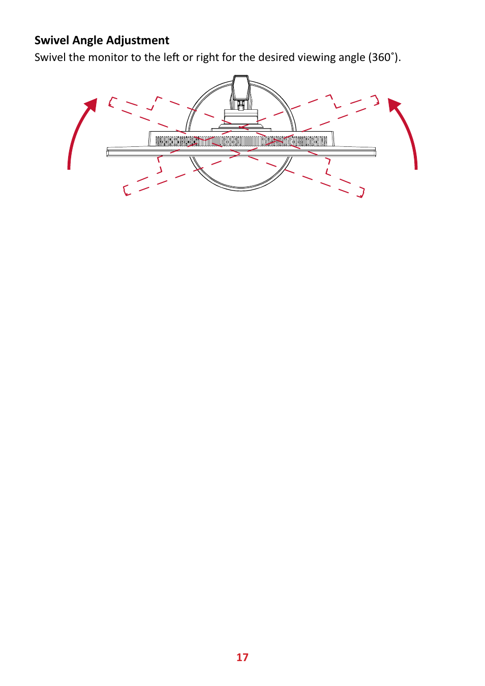 Swivel angle adjustment | VIEWSONIC VA2447-MHJ 23.8" 16:9 Adaptive-Sync MVA Monitor User Manual | Page 17 / 49