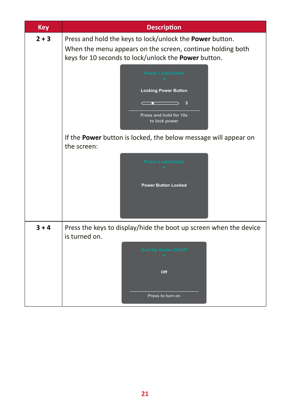 VIEWSONIC VA2447-MHJ 23.8" 16:9 Adaptive-Sync MVA Monitor User Manual | Page 21 / 49