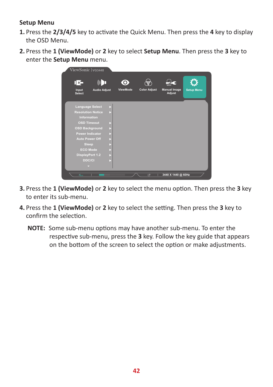 VIEWSONIC VG3448 34" 21:9 VA Monitor User Manual | Page 42 / 66