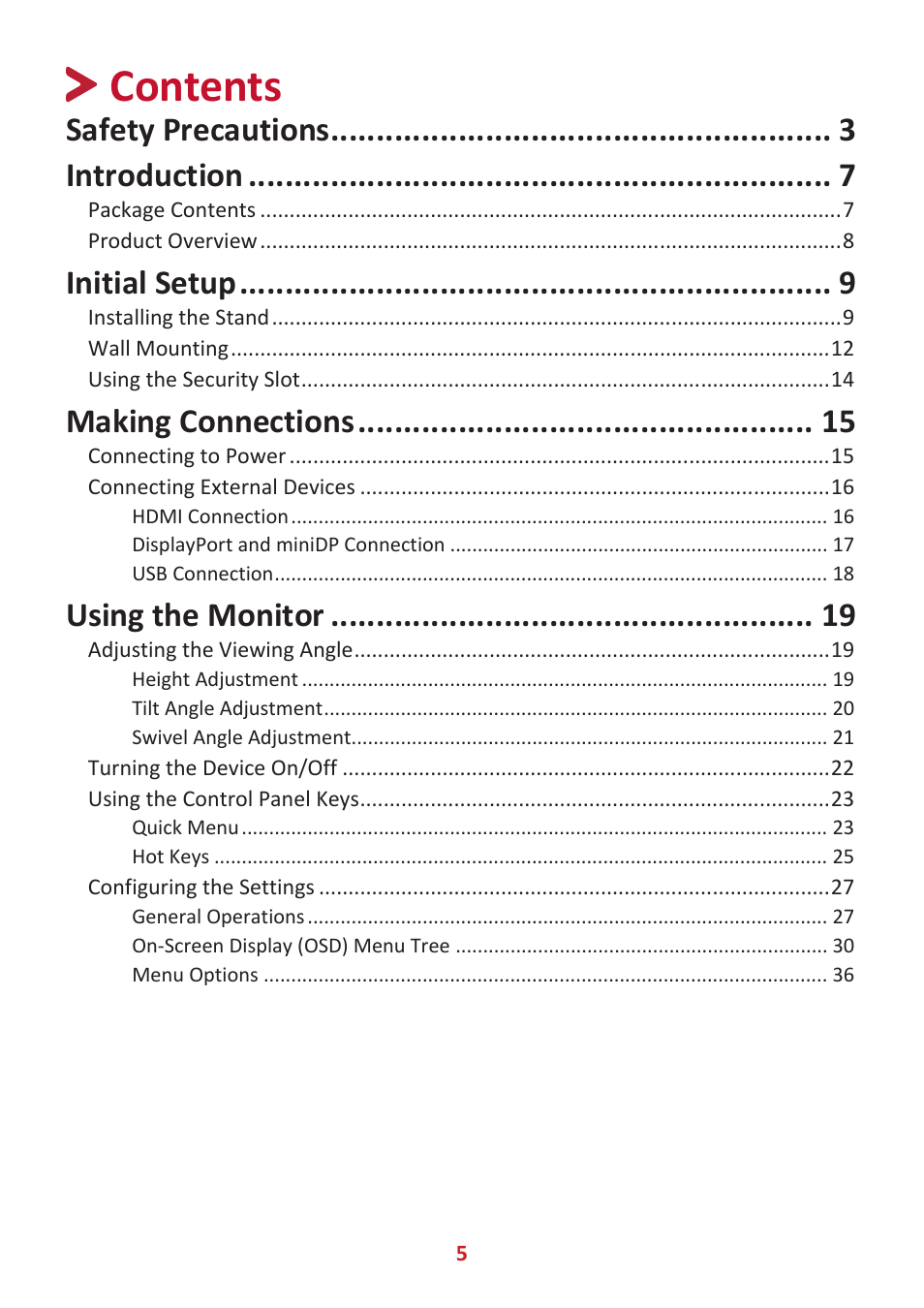 VIEWSONIC VG3448 34" 21:9 VA Monitor User Manual | Page 5 / 66