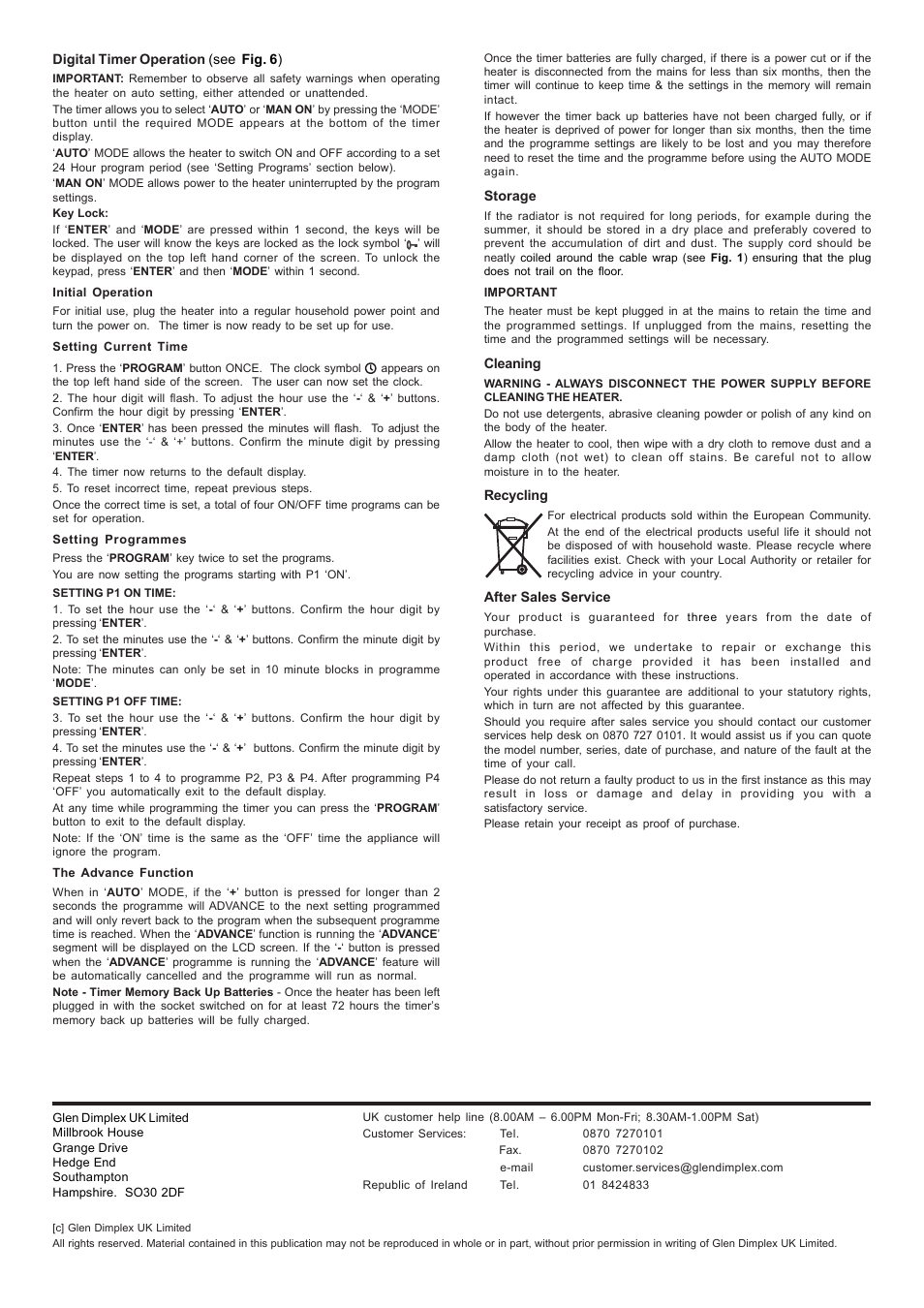 Dimplex OFRC10 User Manual | Page 4 / 4