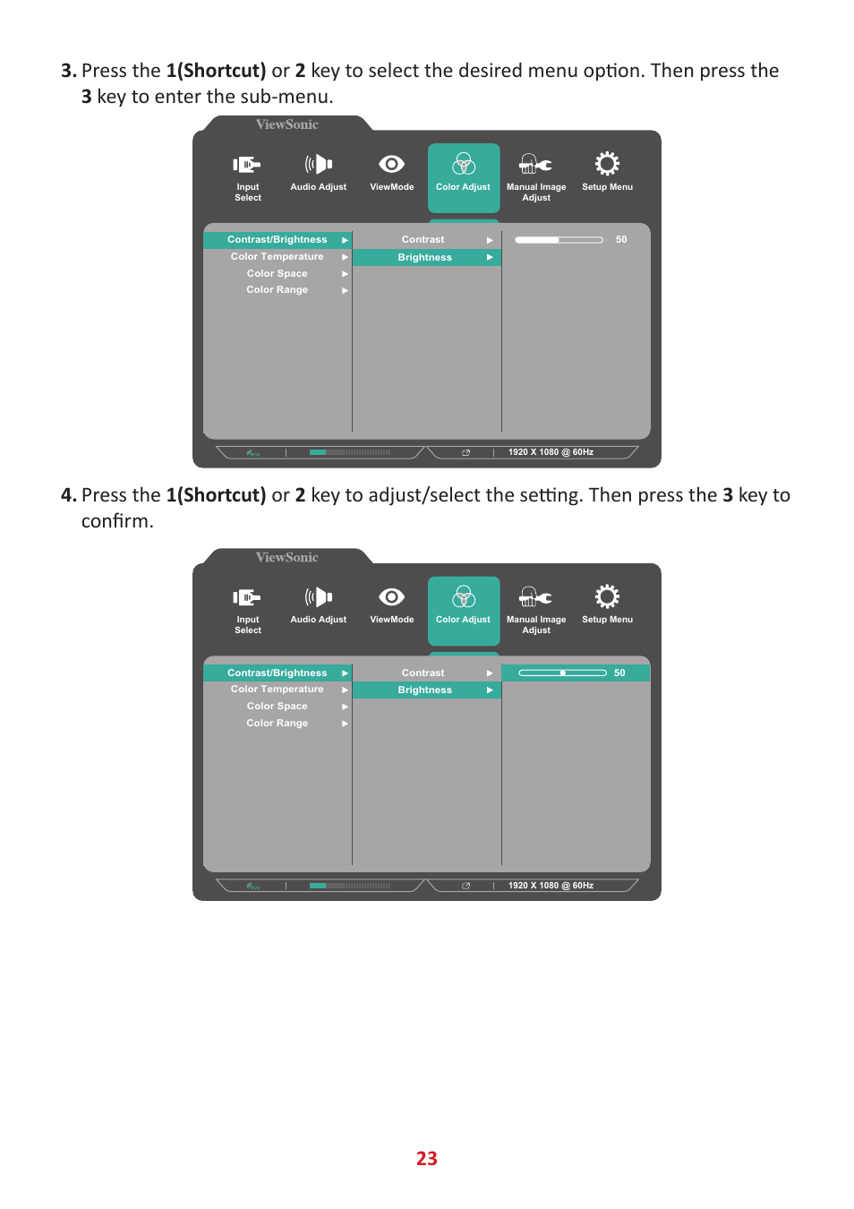 VIEWSONIC VX2485-MHU 23.8" 16:9 FreeSync IPS Monitor User Manual | Page 23 / 52