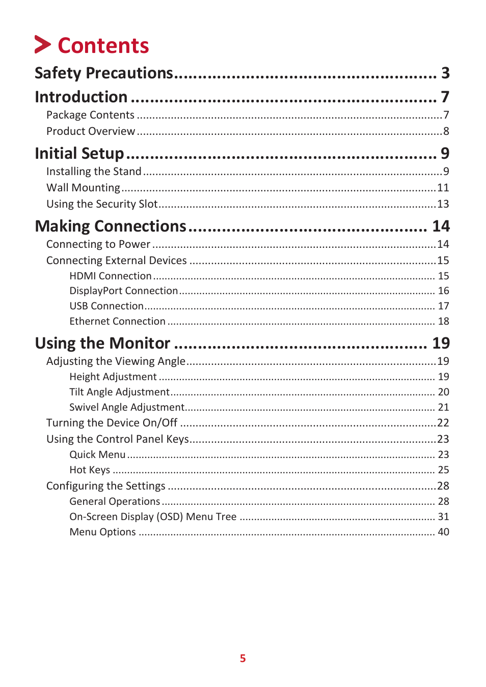 VIEWSONIC VP3481a 34" 21:9 Curved FreeSync 100 Hz USB Type-C Docking LCD Monitor User Manual | Page 5 / 90