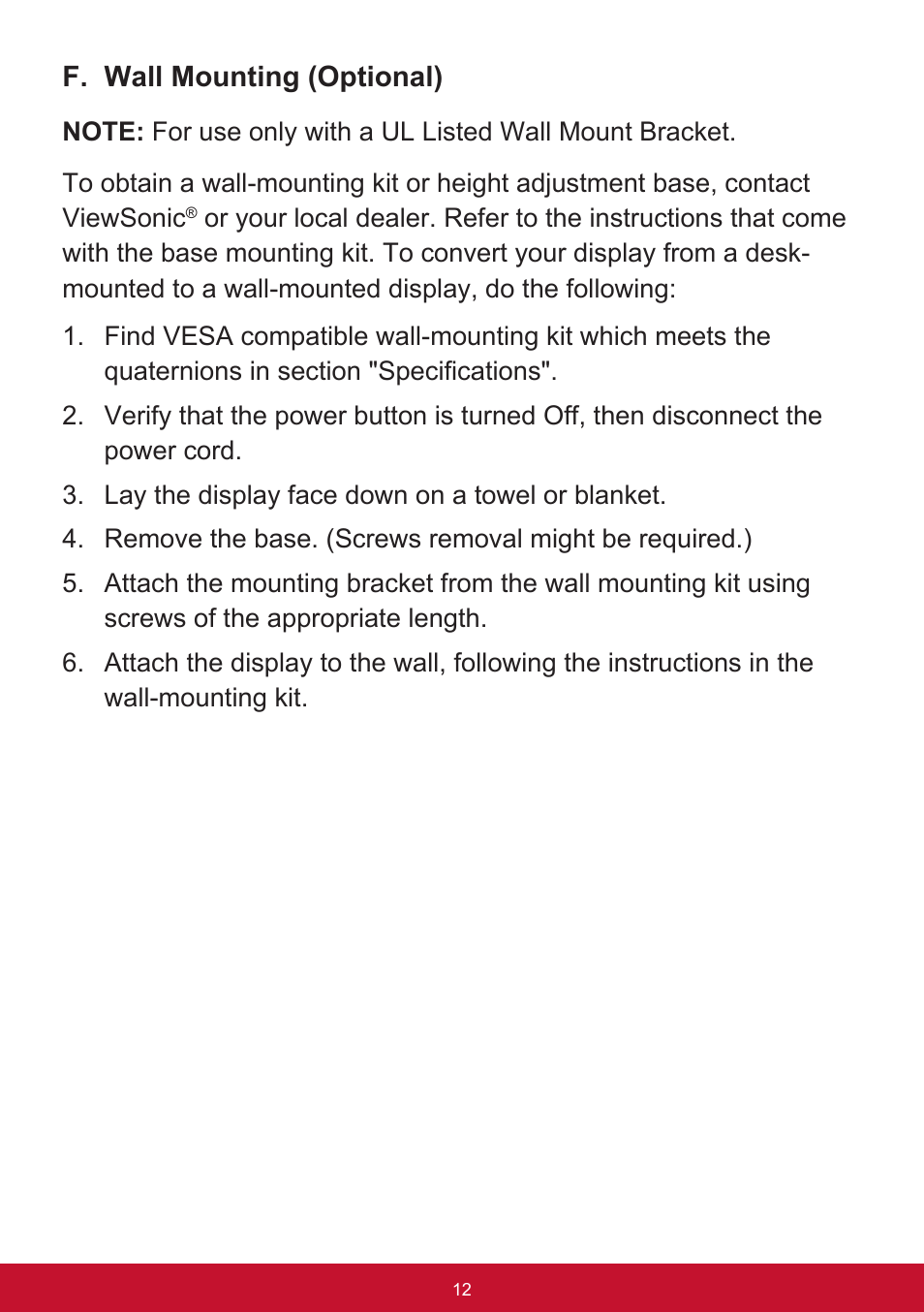 VIEWSONIC XG2560 25" 16:9 LCD Gaming Monitor User Manual | Page 16 / 65