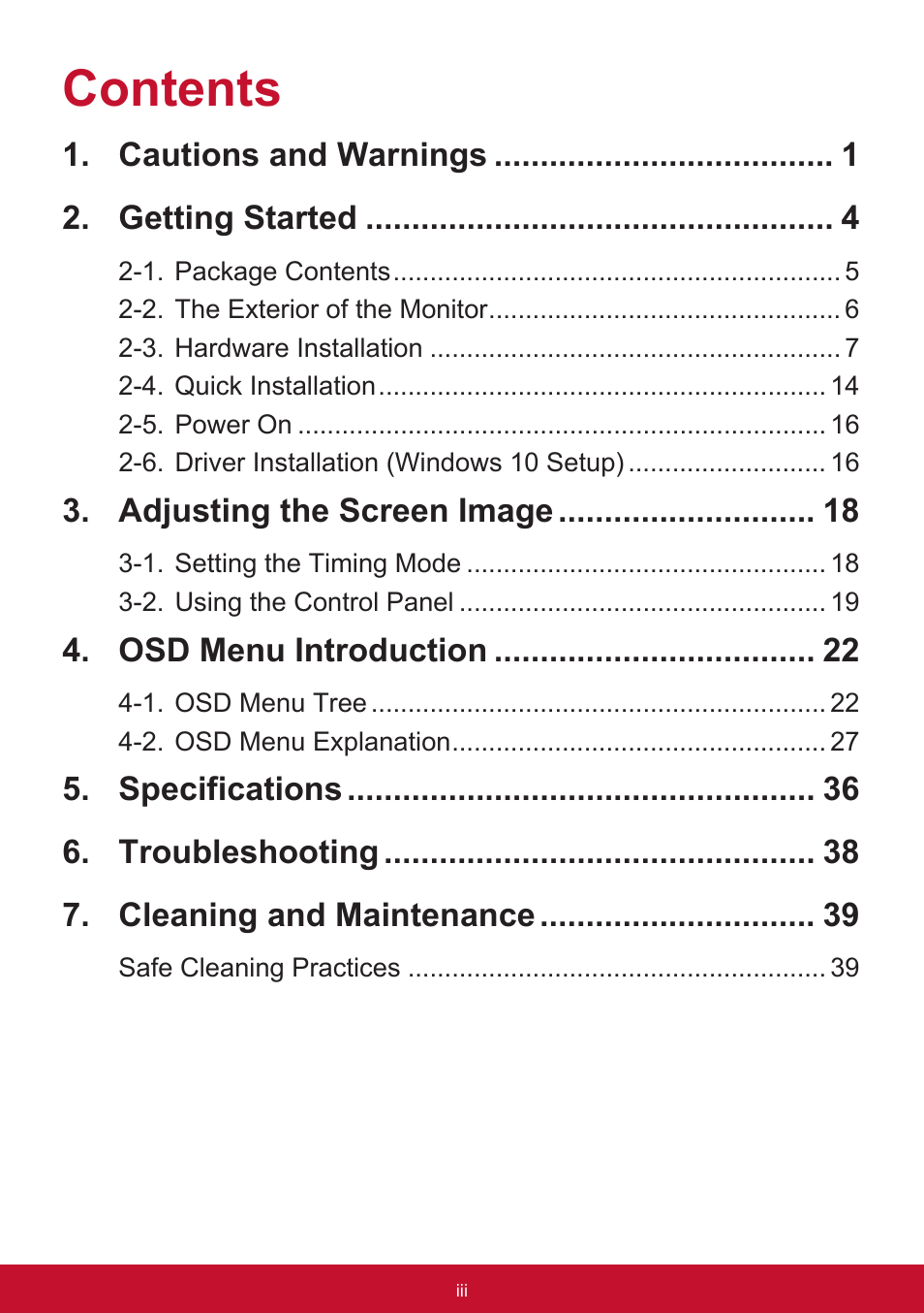 VIEWSONIC XG2560 25" 16:9 LCD Gaming Monitor User Manual | Page 3 / 65