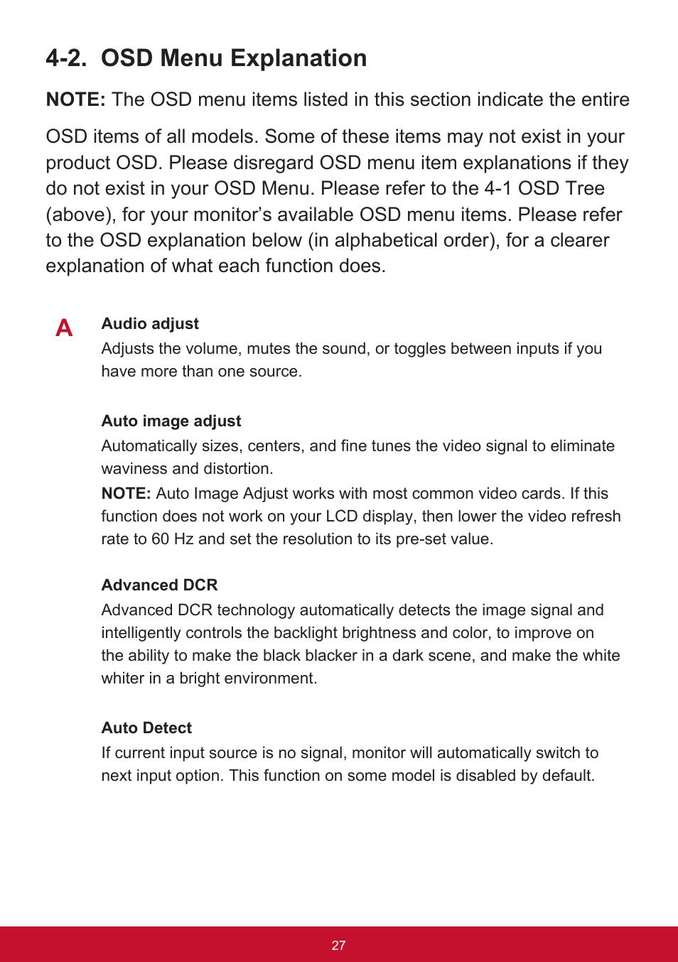 2. osd menu explanation | VIEWSONIC XG2560 25" 16:9 LCD Gaming Monitor User Manual | Page 31 / 65