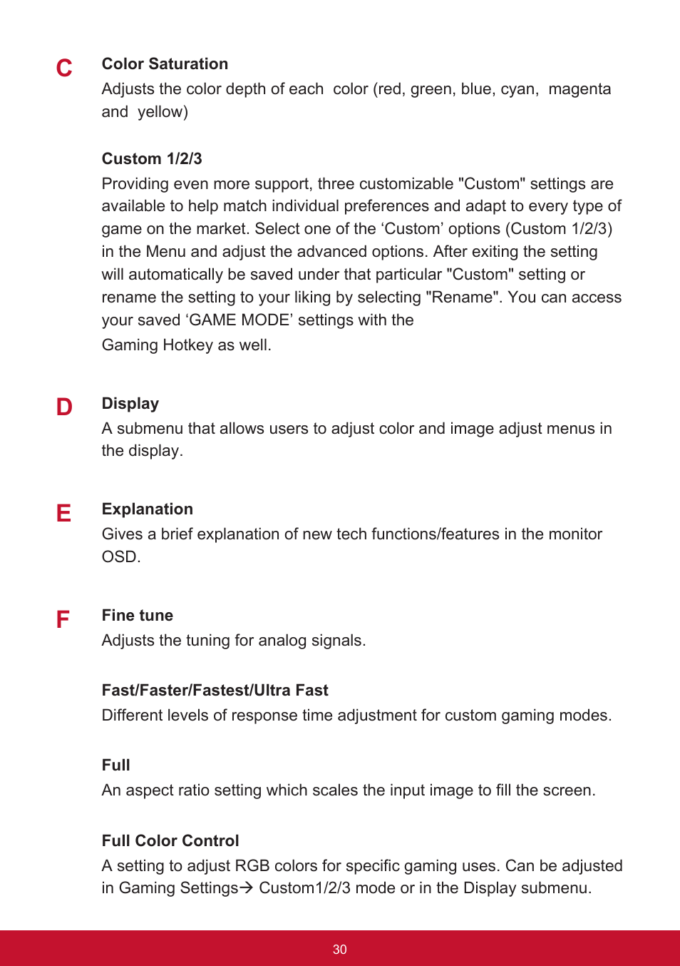 VIEWSONIC XG2560 25" 16:9 LCD Gaming Monitor User Manual | Page 34 / 65