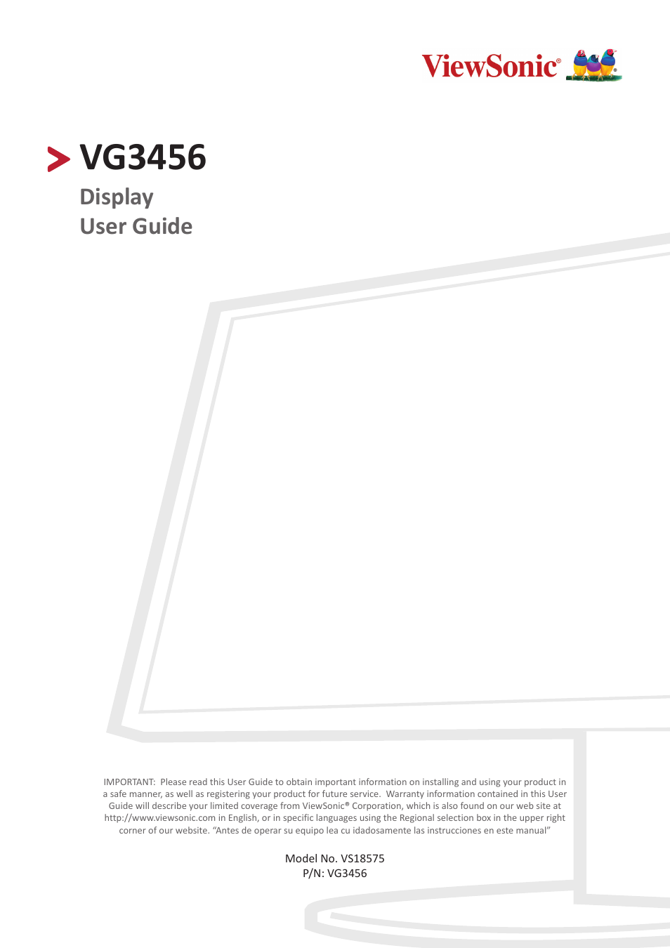VIEWSONIC VG3456 34" 21:9 USB Type-C Docking VA Monitor User Manual | 69 pages