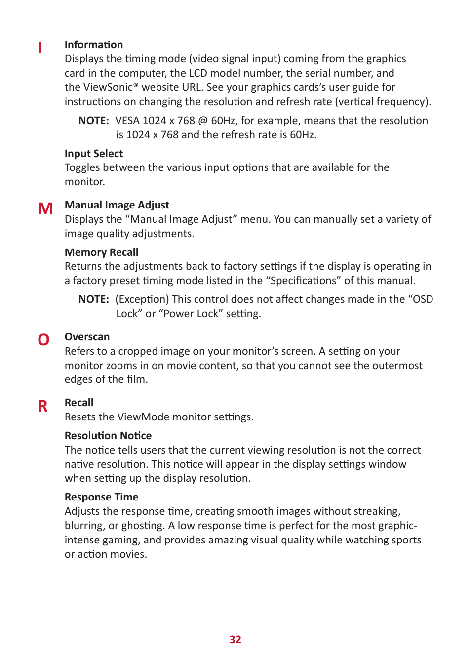 VIEWSONIC VA3209M 31.5" Monitor User Manual | Page 32 / 49