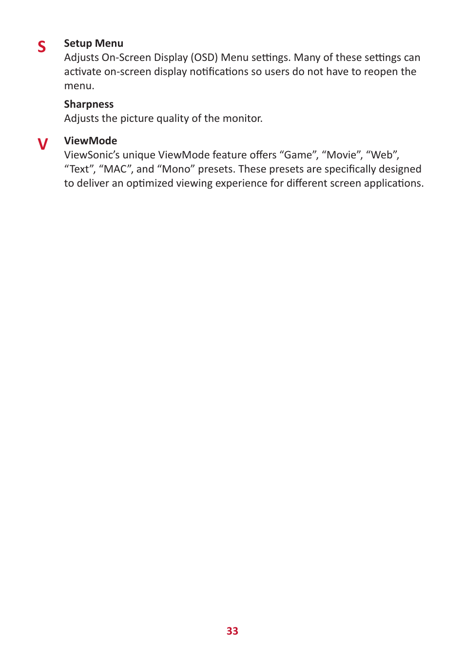 VIEWSONIC VA3209M 31.5" Monitor User Manual | Page 33 / 49
