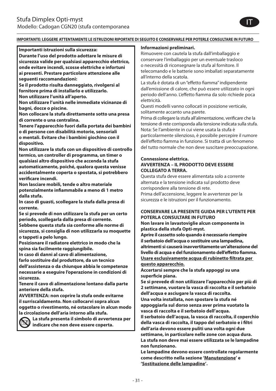 Stufa dimplex opti-myst | Dimplex Dimpelx Cadogan CGn20 User Manual | Page 37 / 52