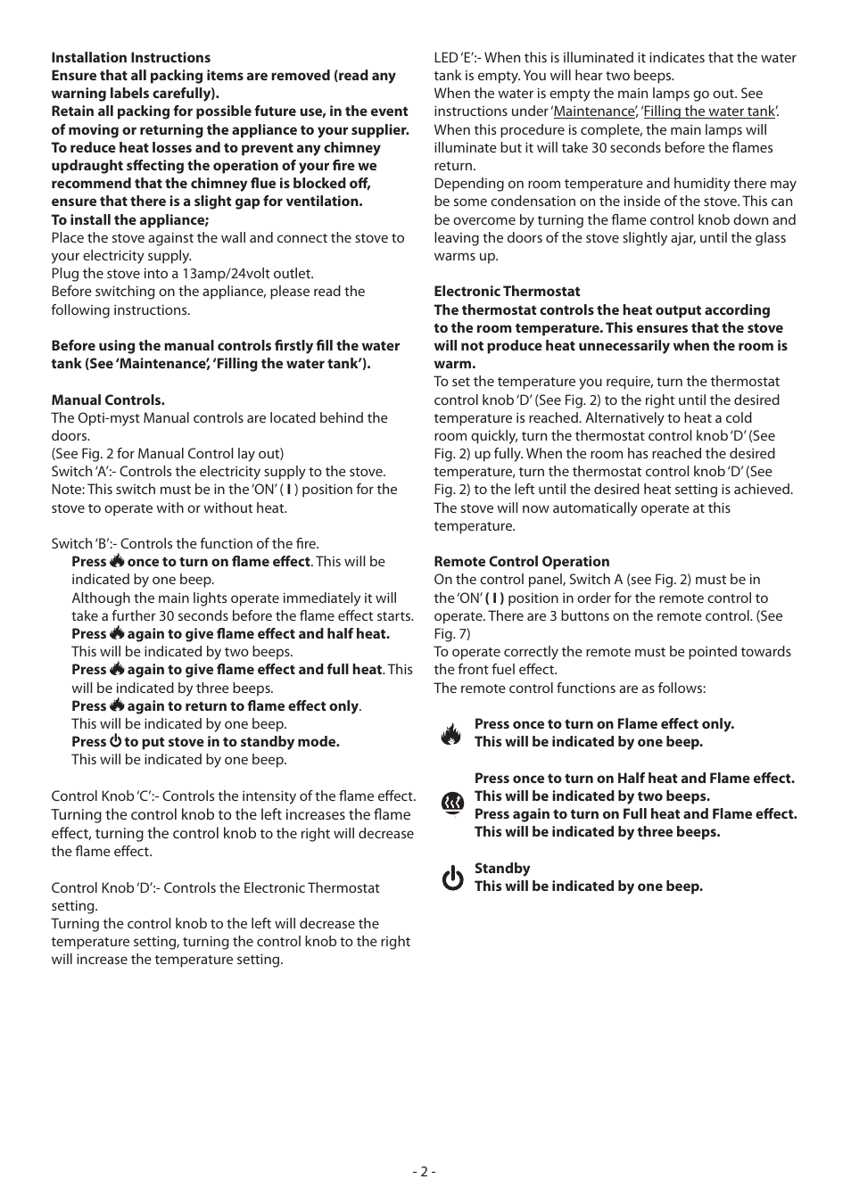 Dimplex Dimpelx Cadogan CGn20 User Manual | Page 8 / 52