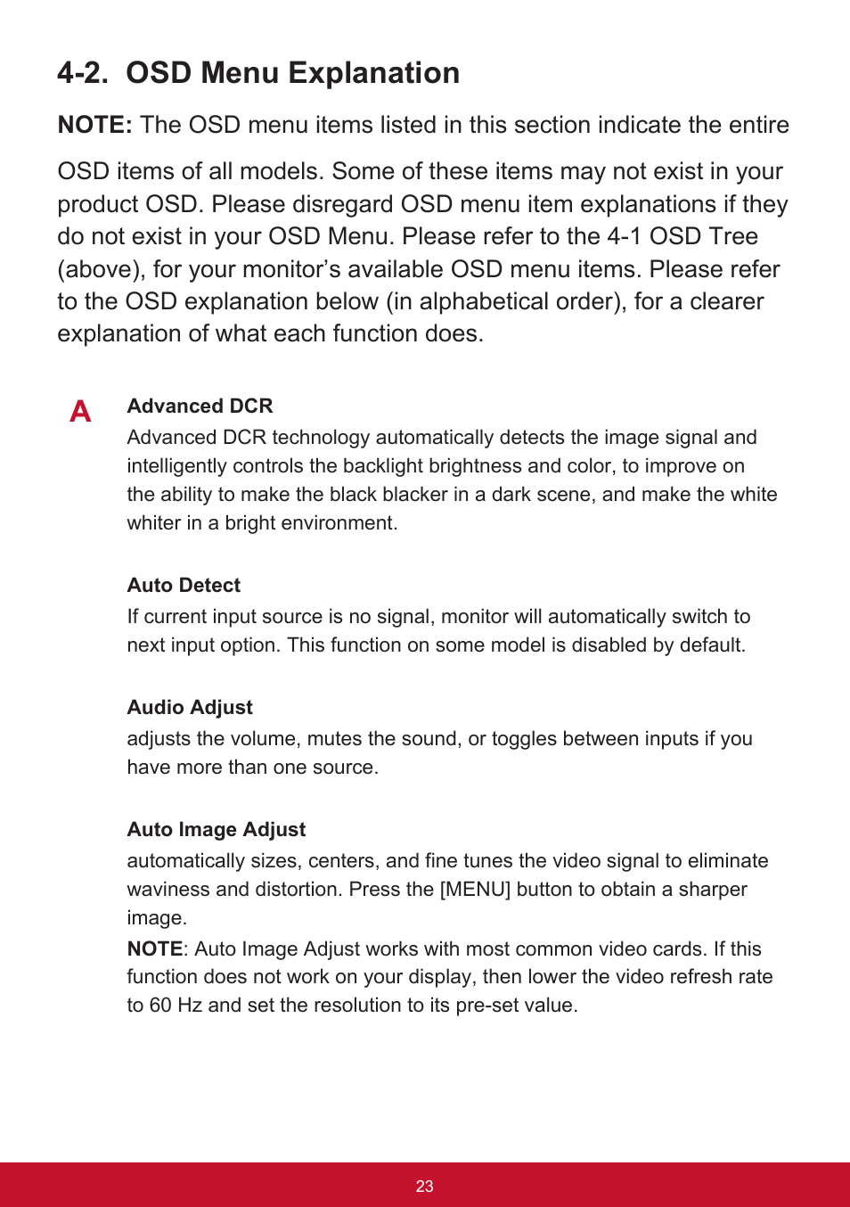 2. osd menu explanation | VIEWSONIC VX3276-mhd 31.5" 16:9 IPS Monitor User Manual | Page 27 / 55