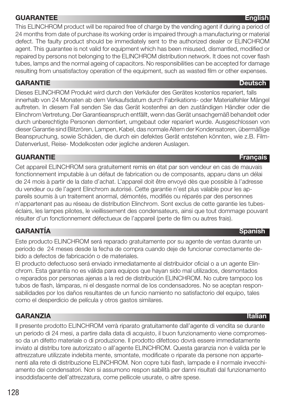 Elinchrom D-Lite RX One Flash Head User Manual | Page 128 / 131