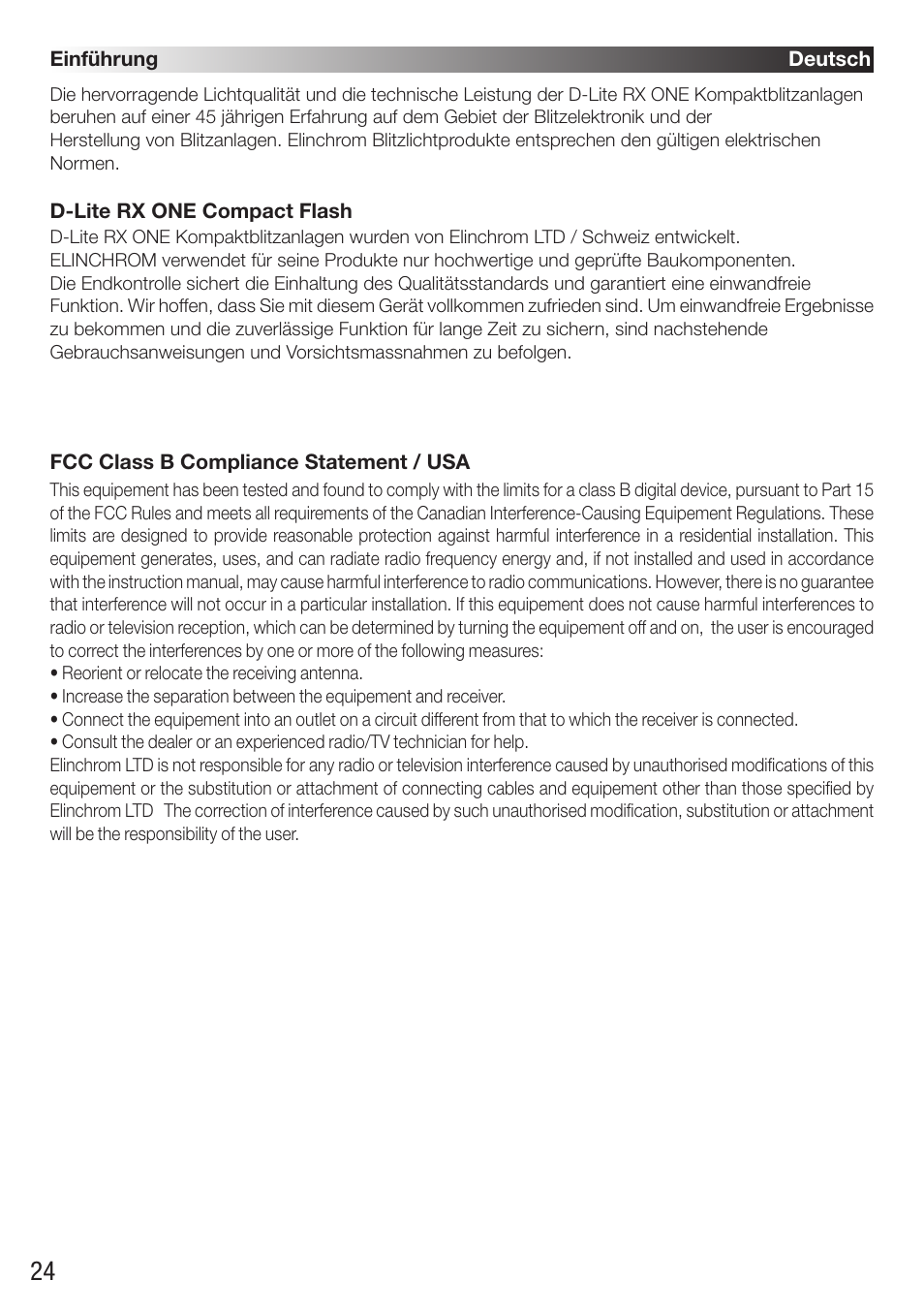 Elinchrom D-Lite RX One Flash Head User Manual | Page 24 / 131