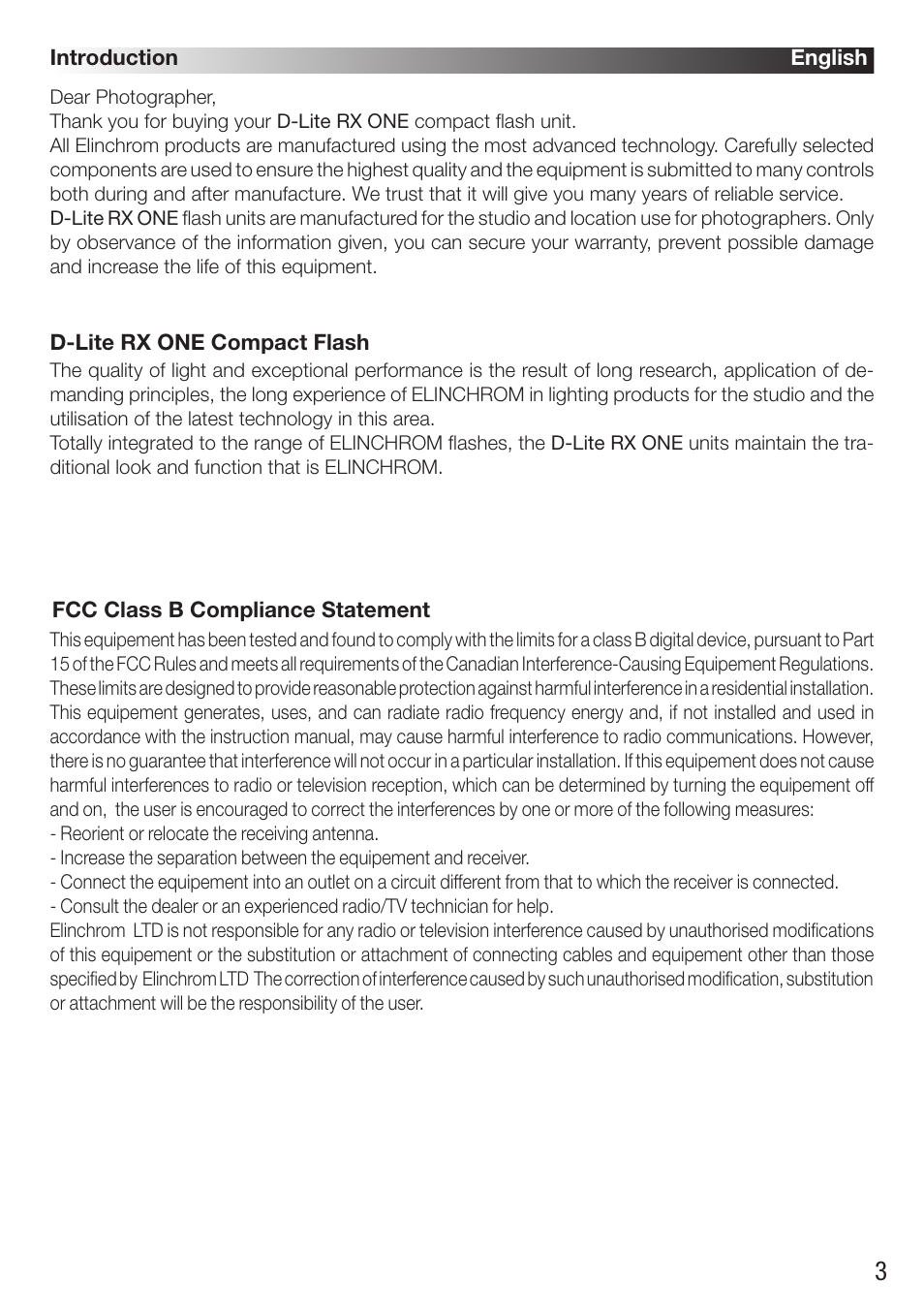 Elinchrom D-Lite RX One Flash Head User Manual | Page 3 / 131