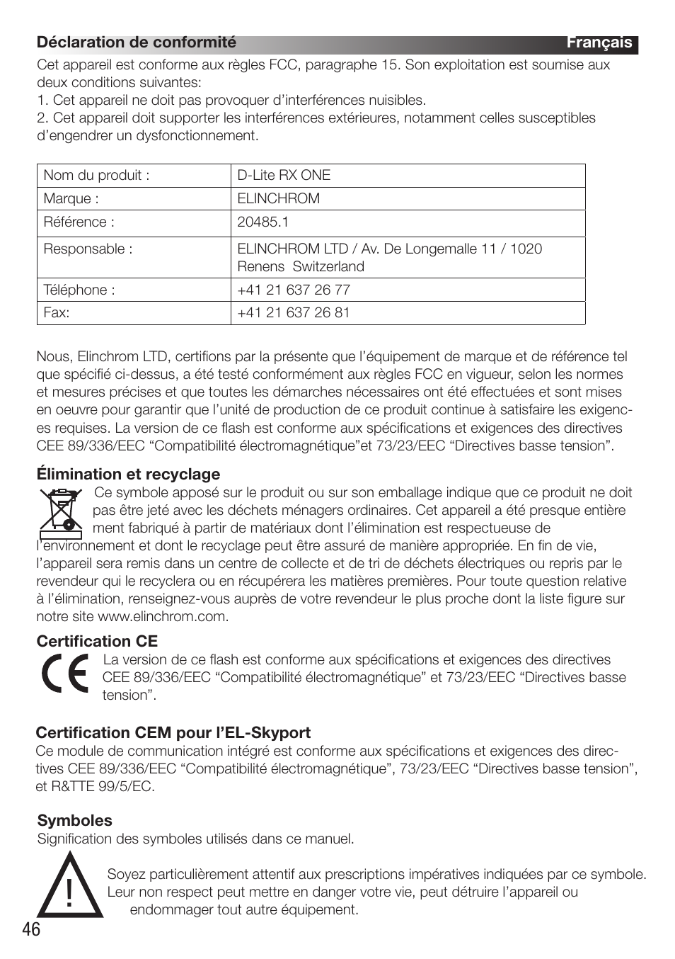 Elinchrom D-Lite RX One Flash Head User Manual | Page 46 / 131