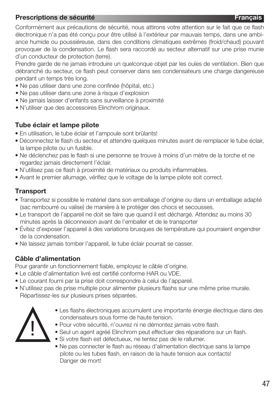 Elinchrom D-Lite RX One Flash Head User Manual | Page 47 / 131