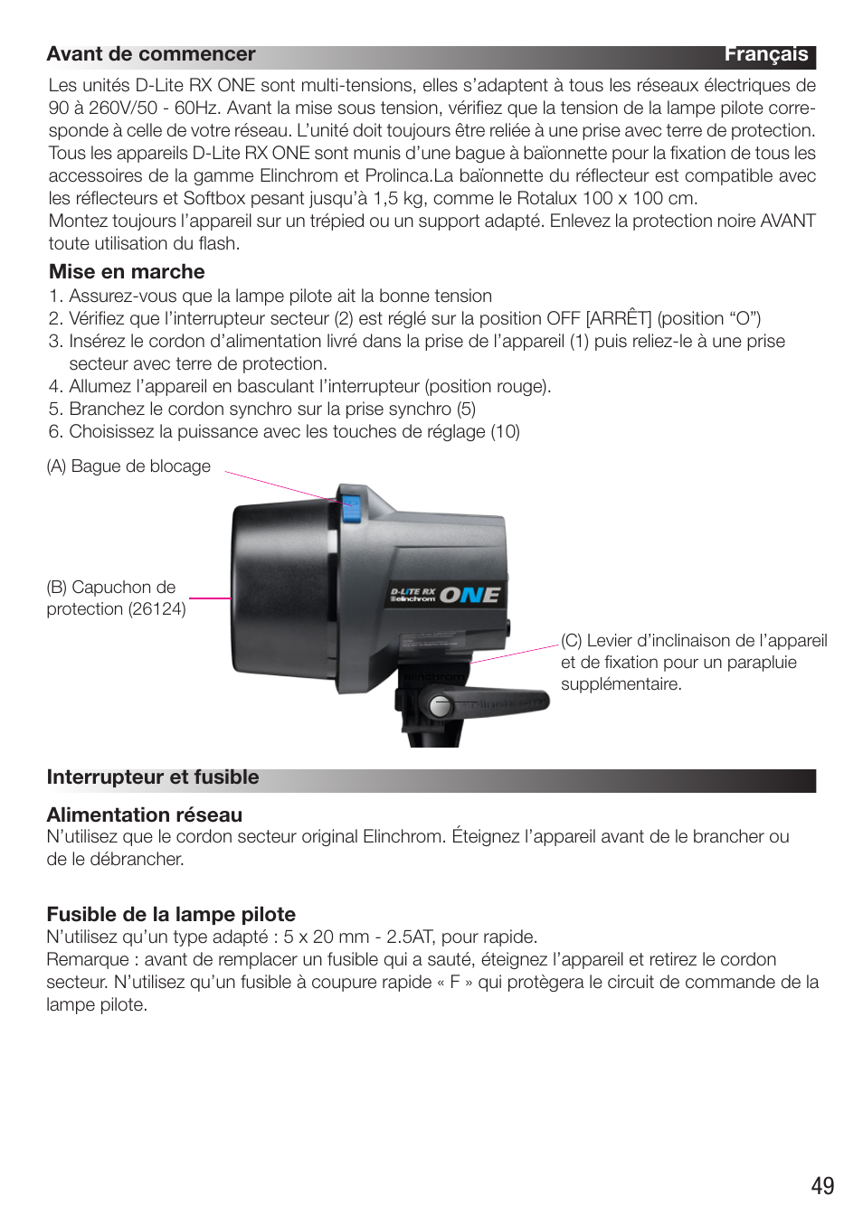 Elinchrom D-Lite RX One Flash Head User Manual | Page 49 / 131