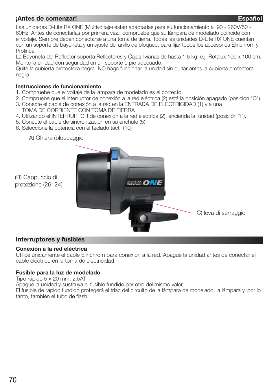 Elinchrom D-Lite RX One Flash Head User Manual | Page 70 / 131