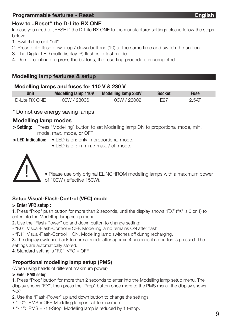 Elinchrom D-Lite RX One Flash Head User Manual | Page 9 / 131
