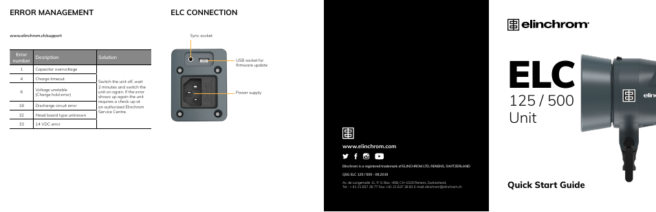 Elinchrom ELC 500 TTL Studio Monolight User Manual | 2 pages