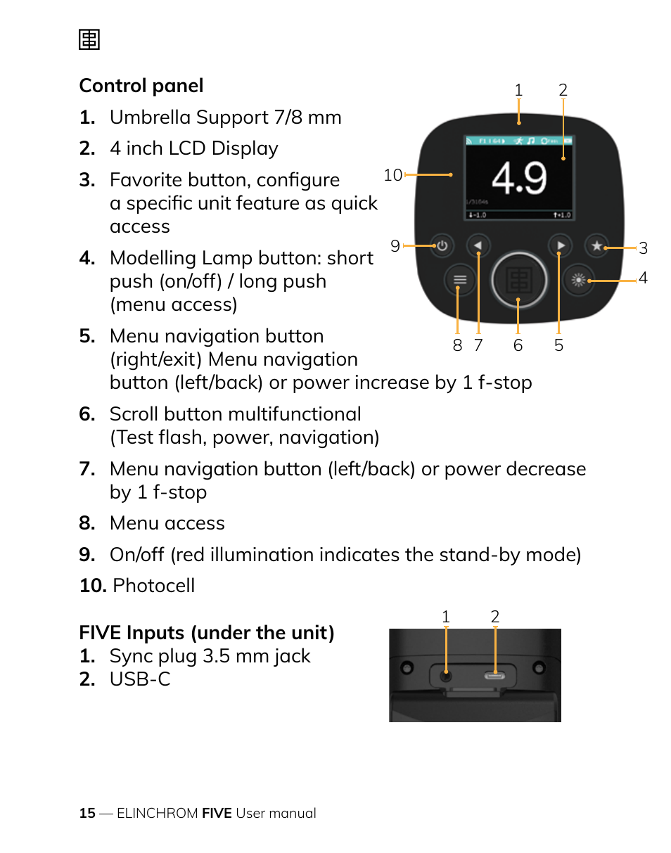 Elinchrom FIVE Monolight Kit User Manual | Page 15 / 33