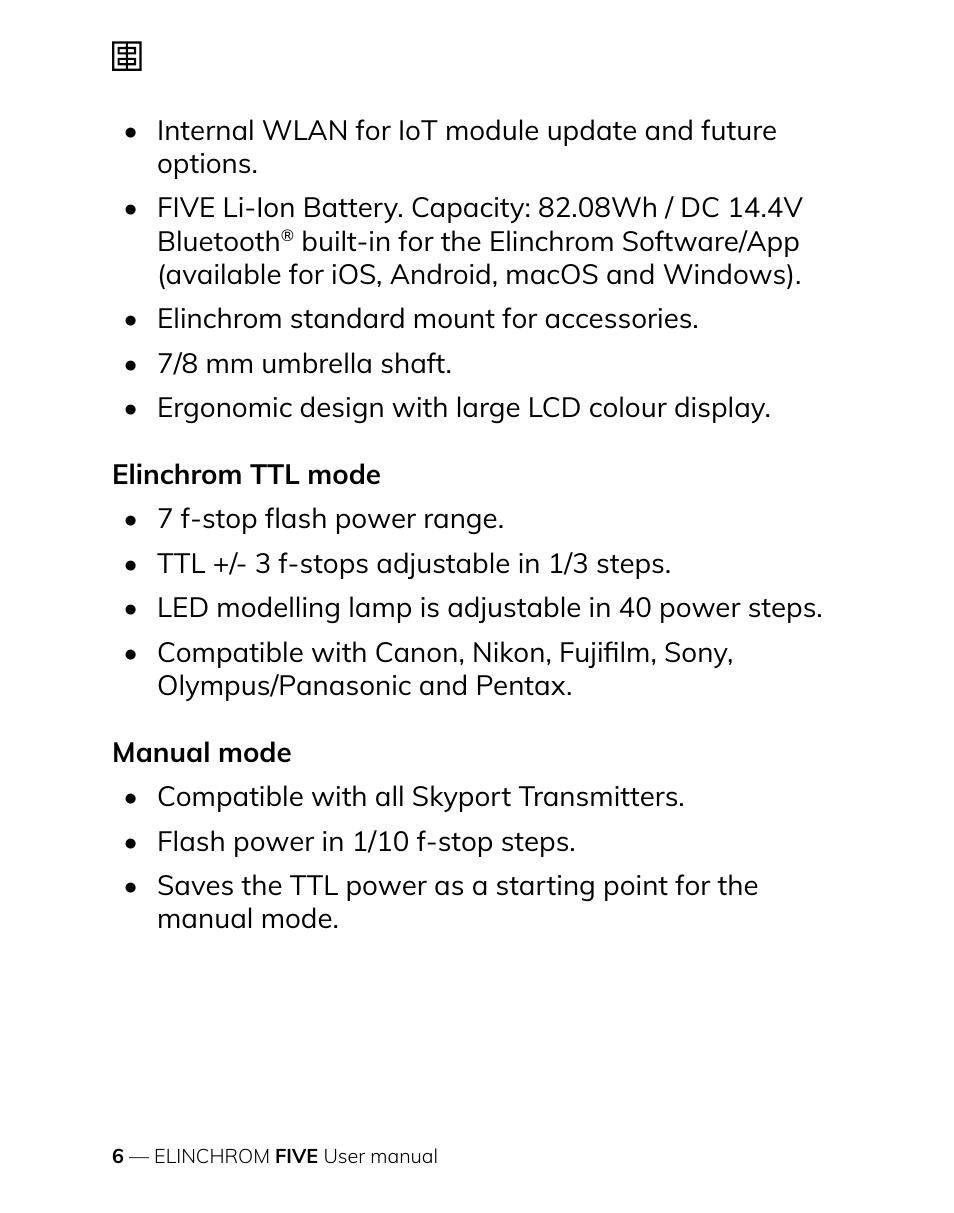 Elinchrom FIVE Monolight Kit User Manual | Page 6 / 33