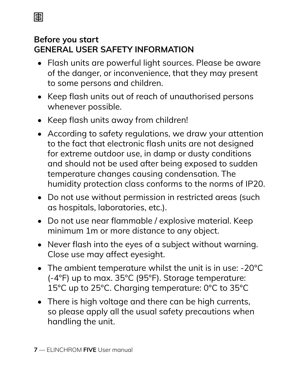 Elinchrom FIVE Monolight Kit User Manual | Page 7 / 33