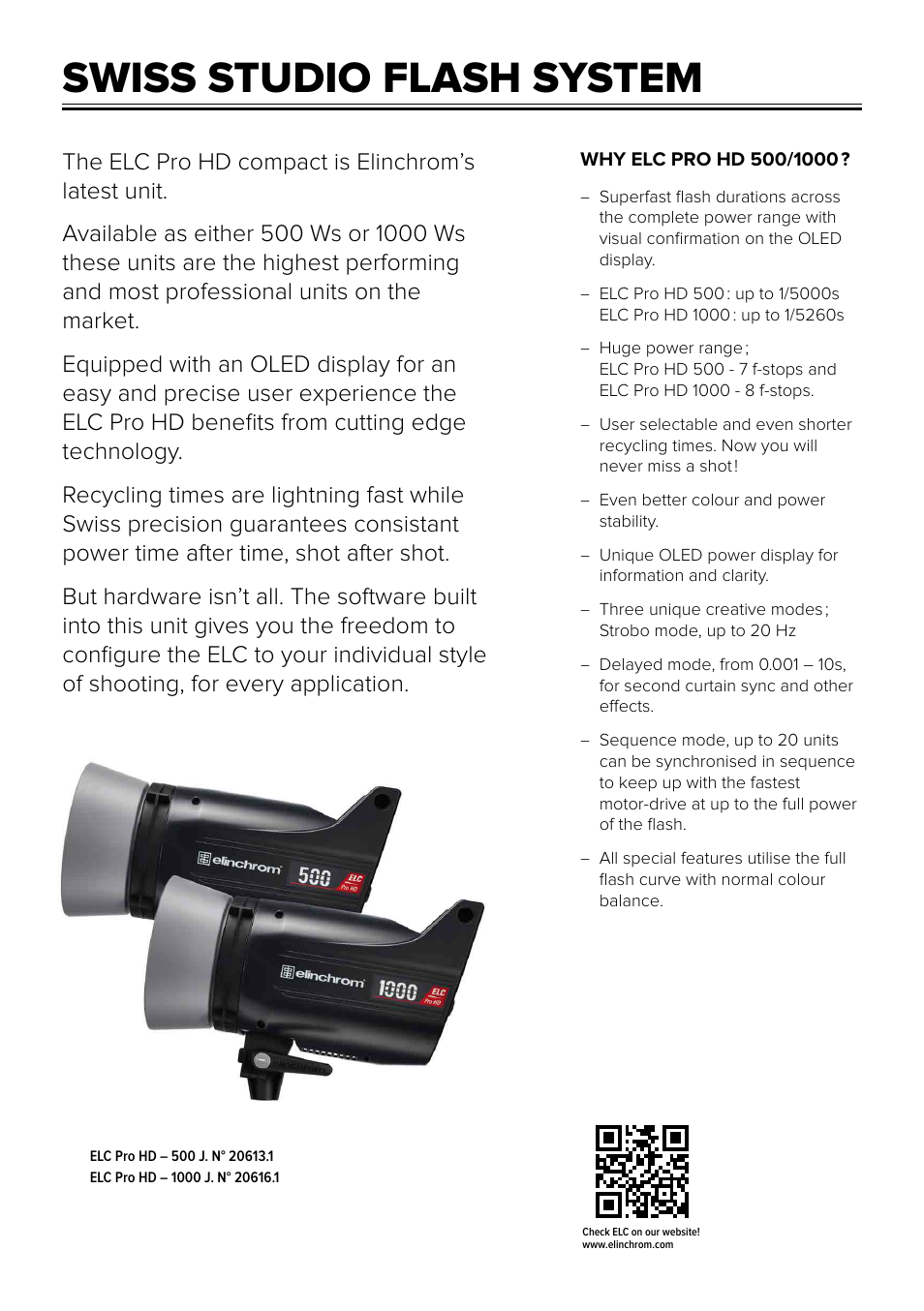 Swiss studio flash system | Elinchrom ELC Pro HD 500 Flash Head User Manual | Page 3 / 6
