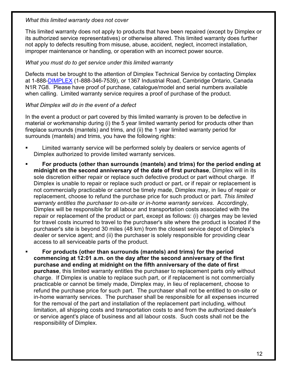 Dimplex SF3003 User Manual | Page 15 / 16