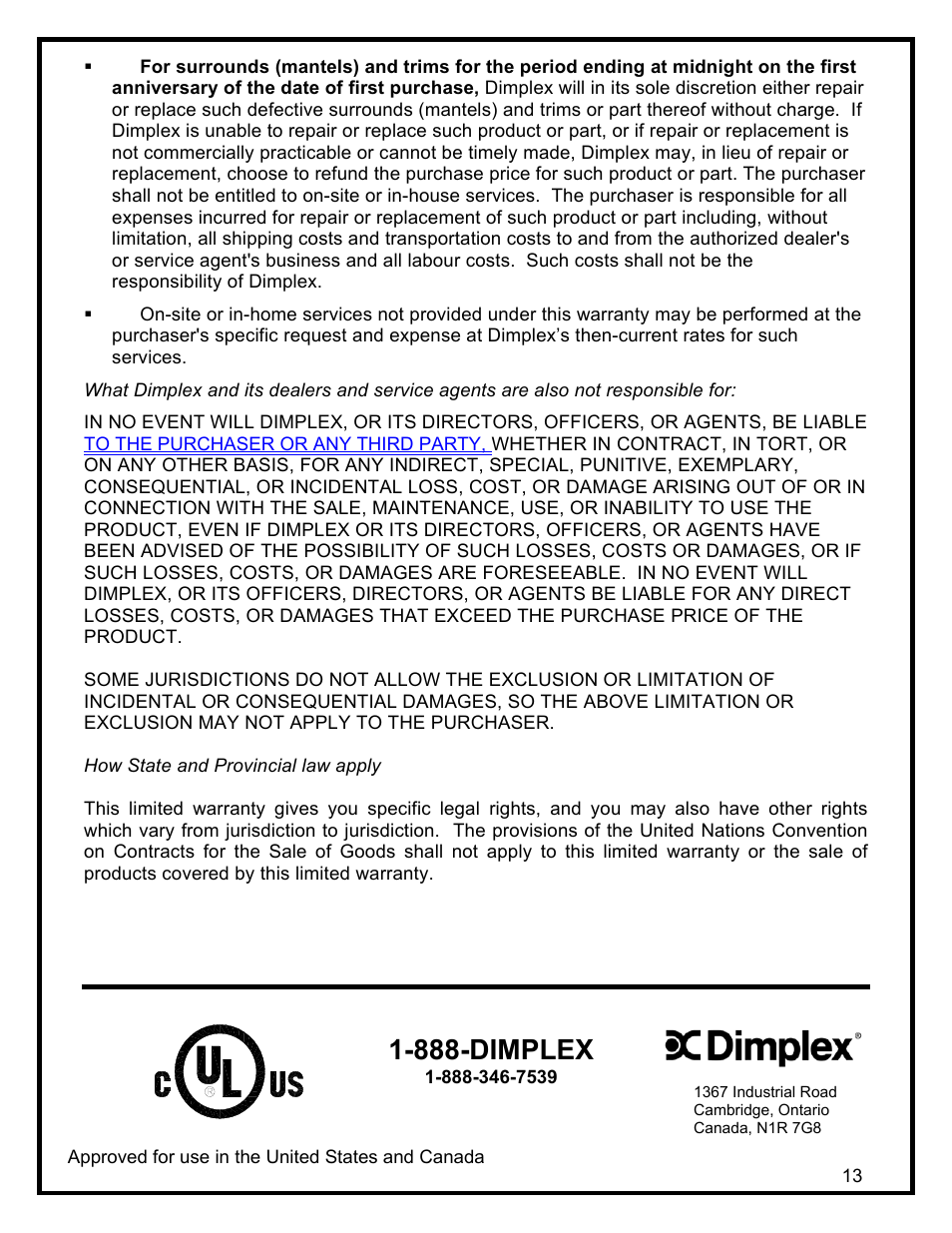 888-dimplex | Dimplex SF3003 User Manual | Page 16 / 16