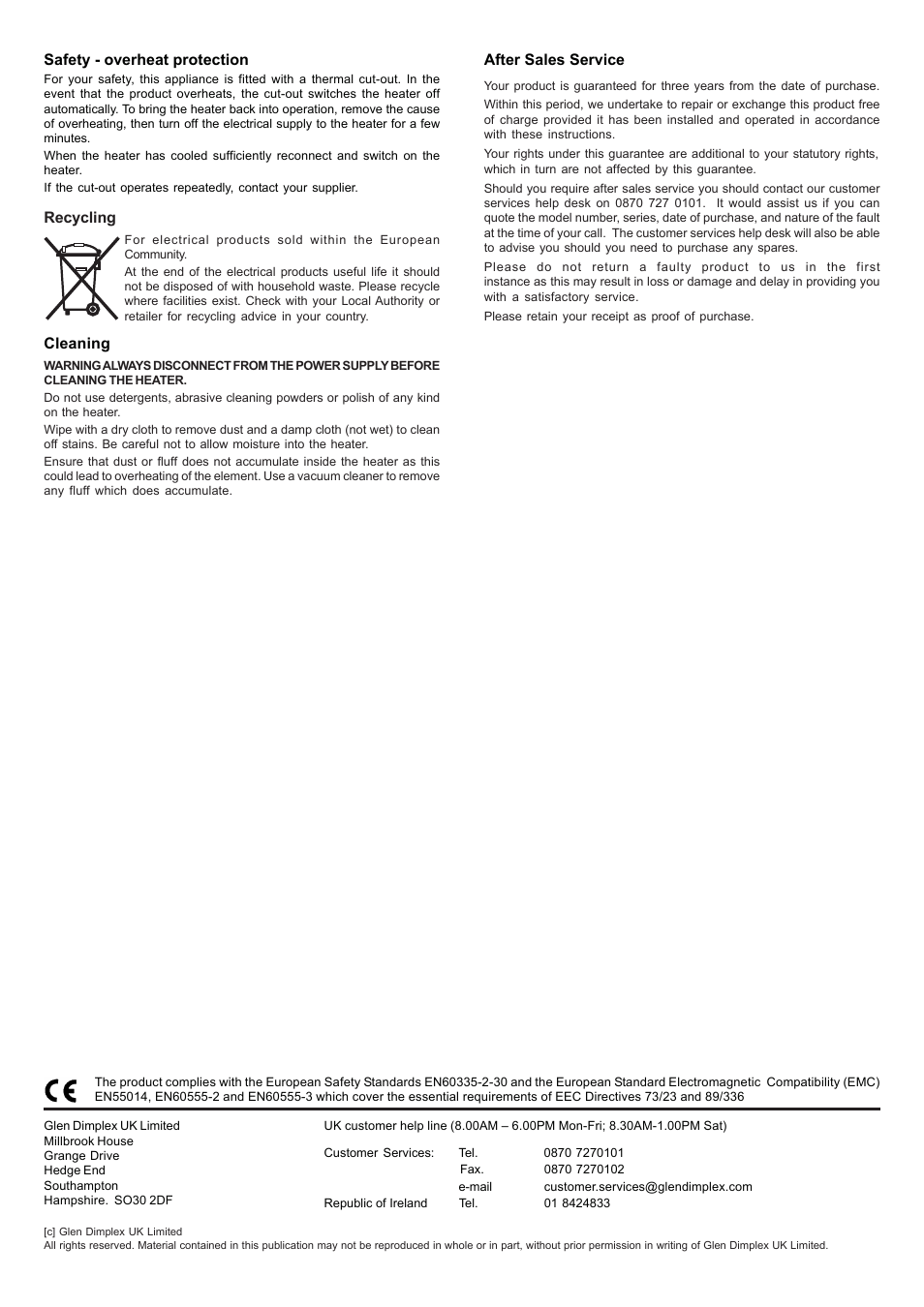 Dimplex DXUF30T User Manual | Page 2 / 2