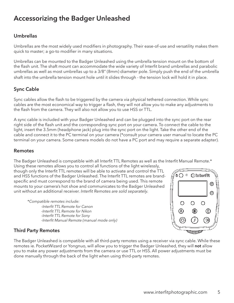 Accessorizing the badger unleashed | Interfit Badger Unleashed 2-Light Backpack Kit User Manual | Page 6 / 10