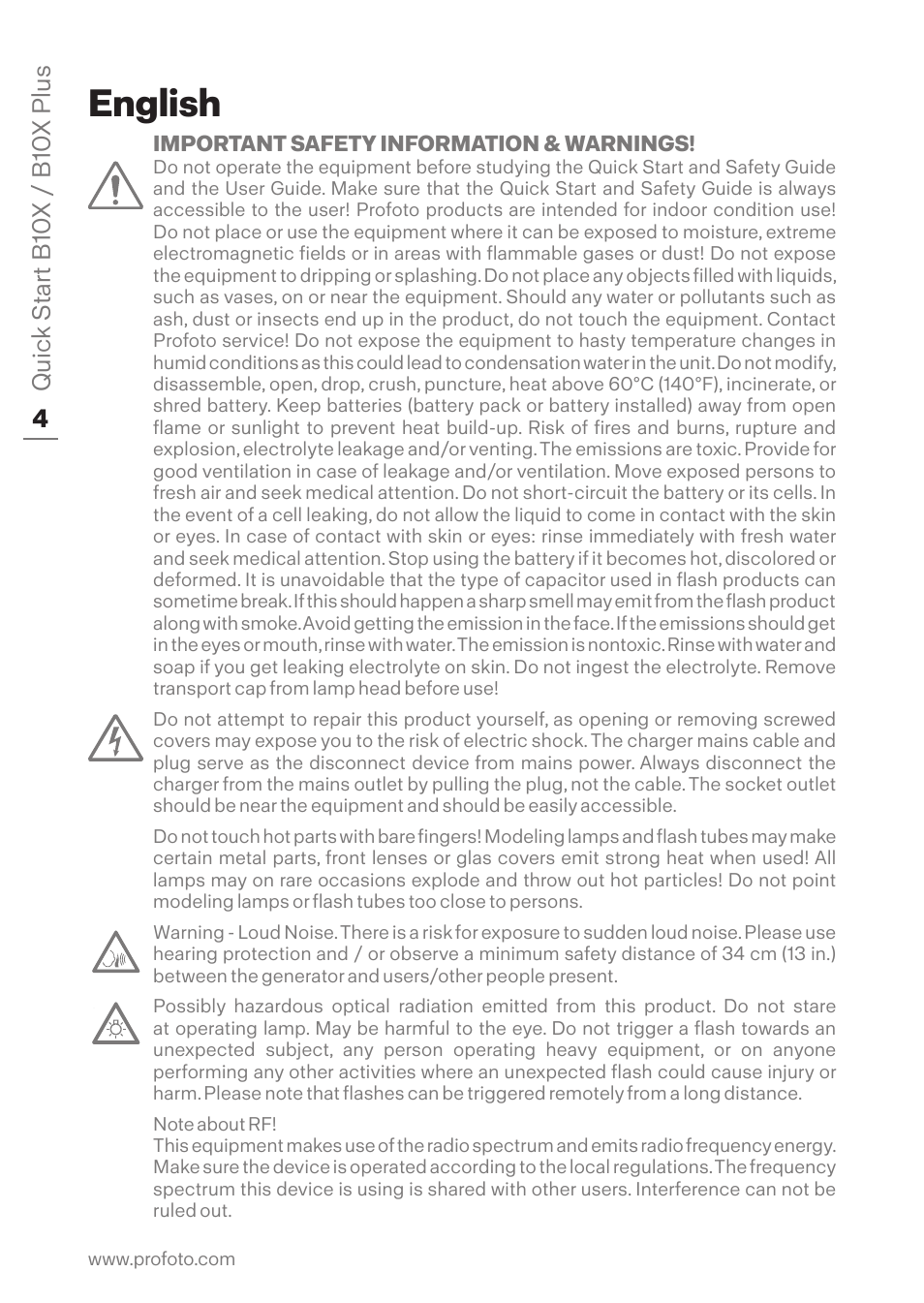 English | Profoto B10X OCF Flash Duo Kit User Manual | Page 4 / 80