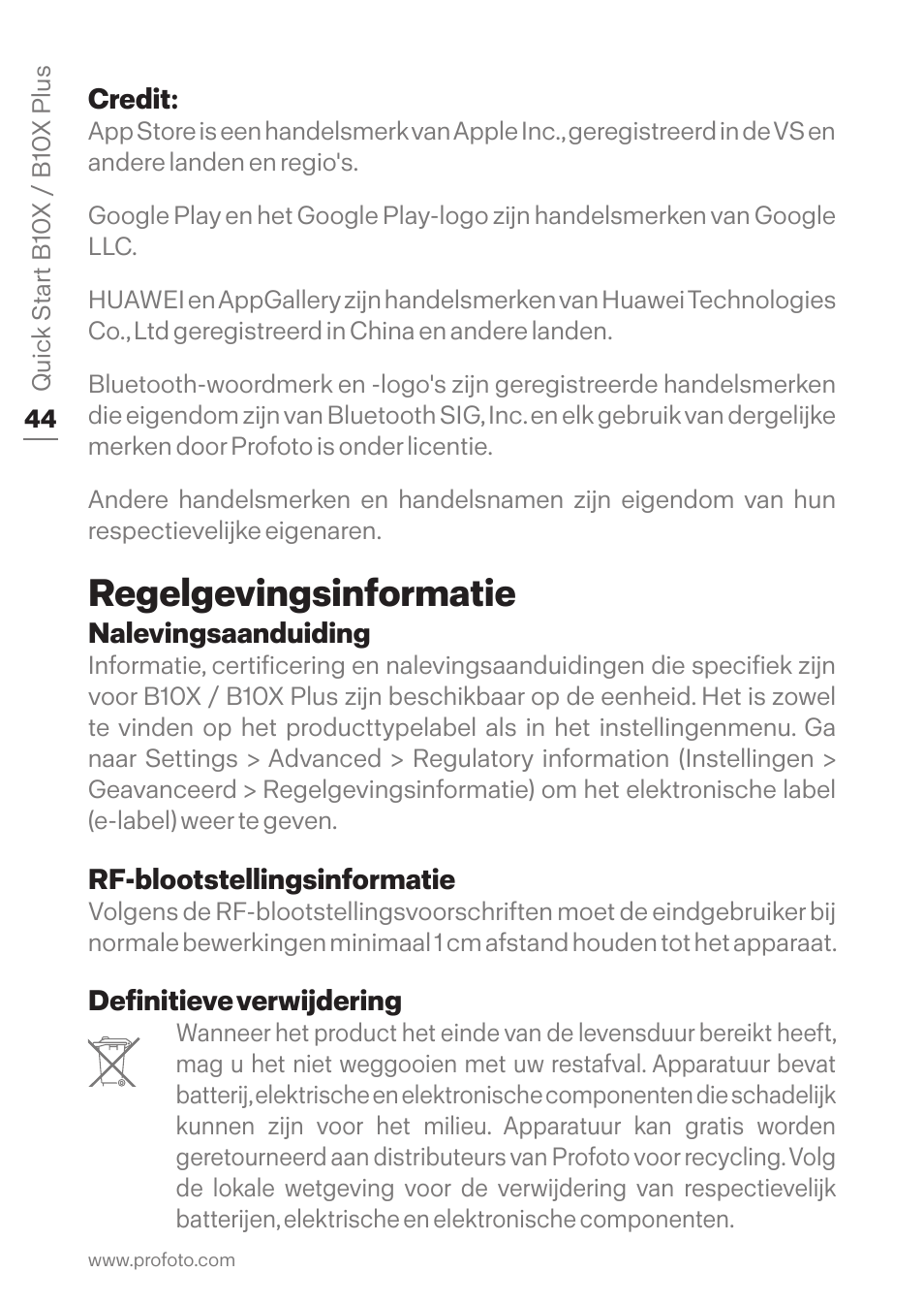 Regelgevingsinformatie | Profoto B10X OCF Flash Duo Kit User Manual | Page 44 / 80